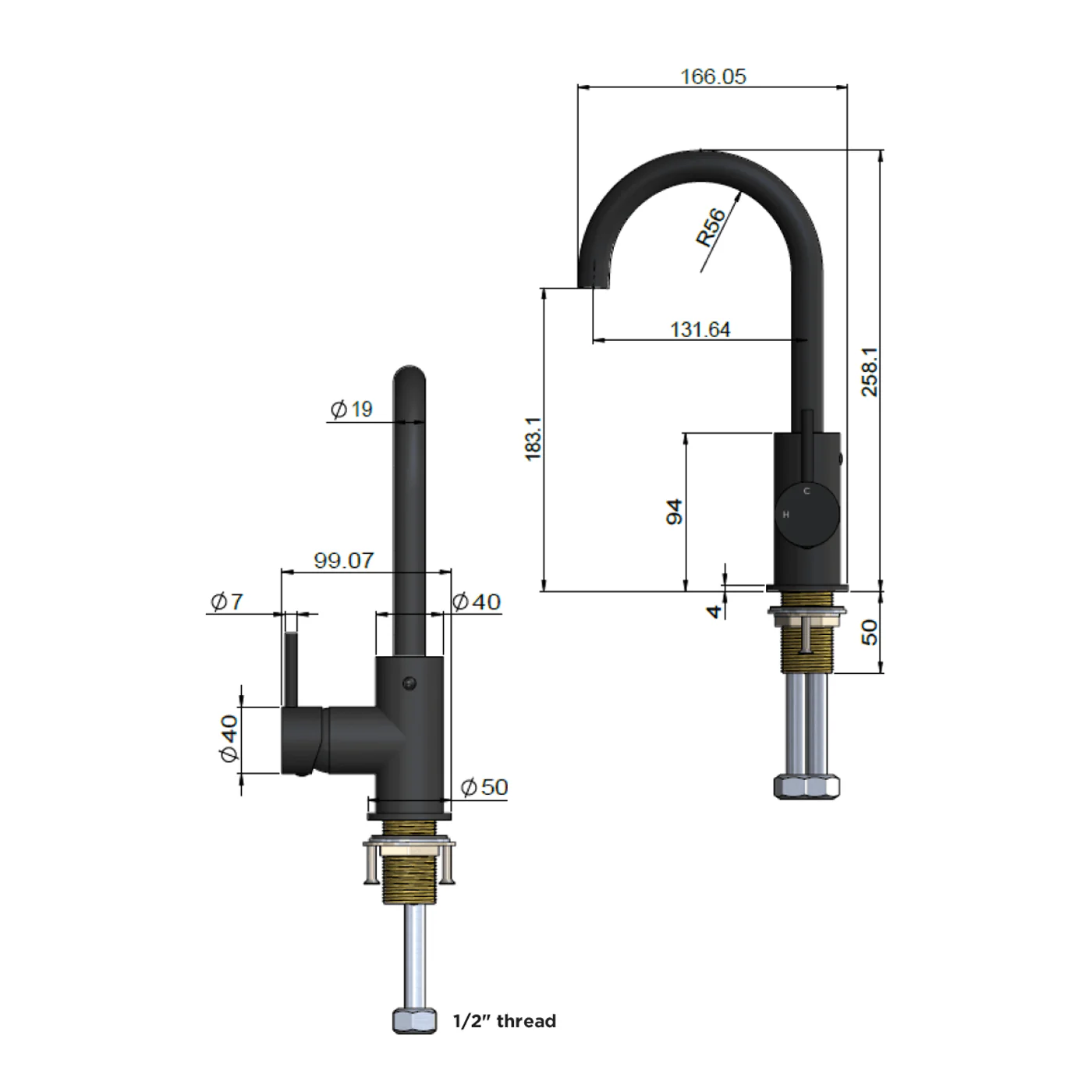 Meir Cold Start Gooseneck Basin Mixer - Image 8
