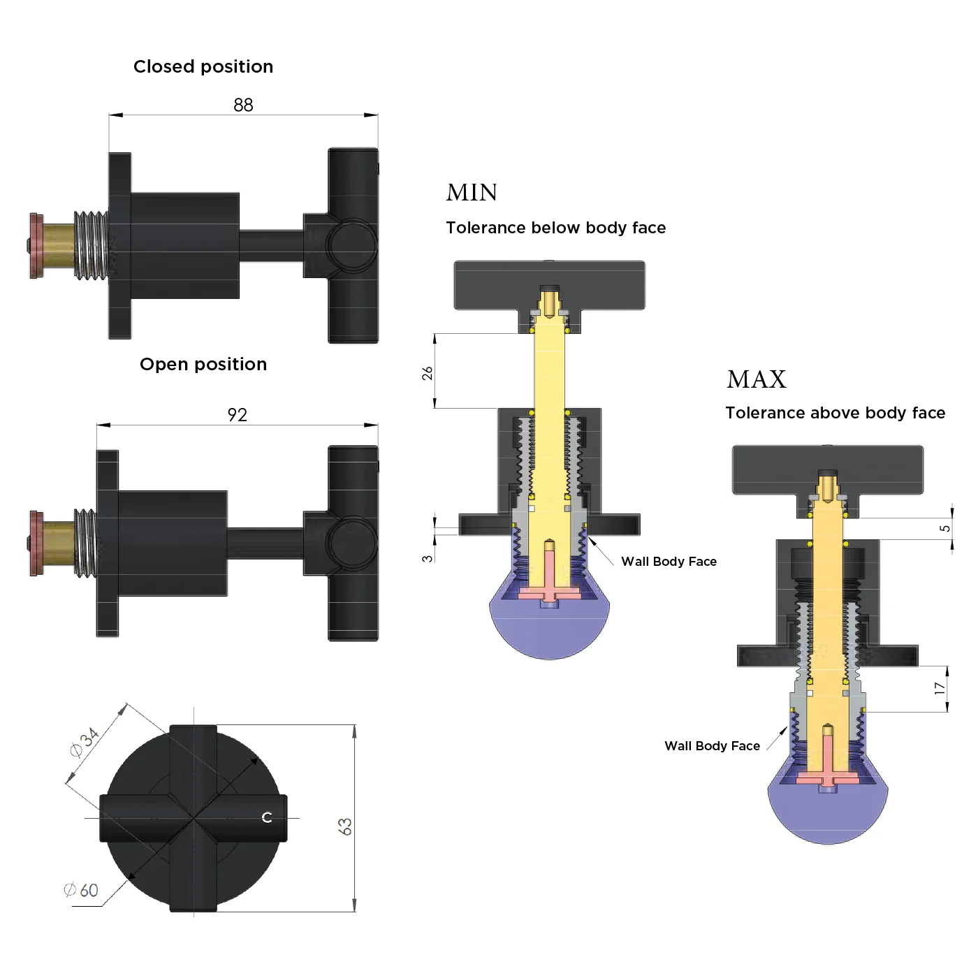 Meir Cross Handle Wall Top Assembly - Image 8