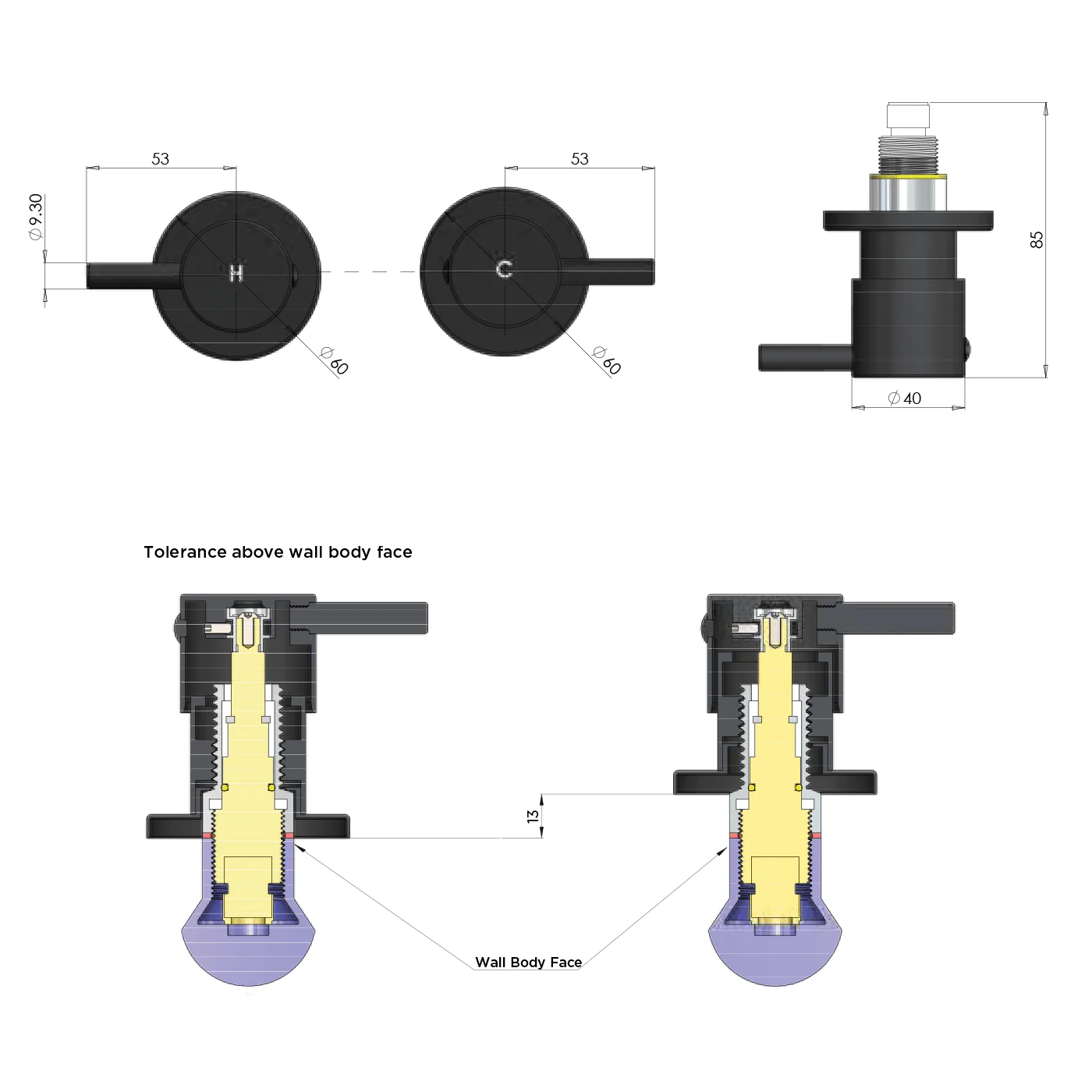 Meir Pin Handle Wall Top Assembly - Image 8