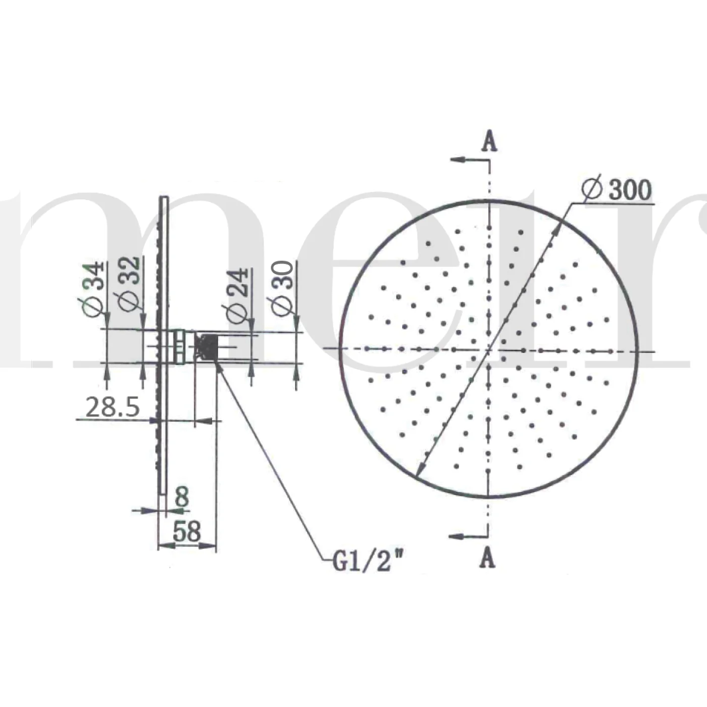 Meir Round Rain Shower Head 300mm - Image 8