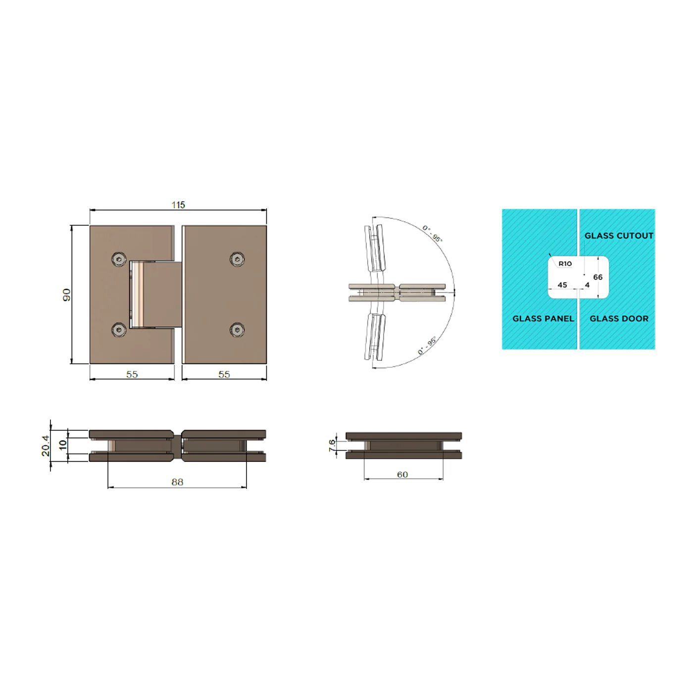 Meir Shower Screen 180 Degree Hinge - Image 6