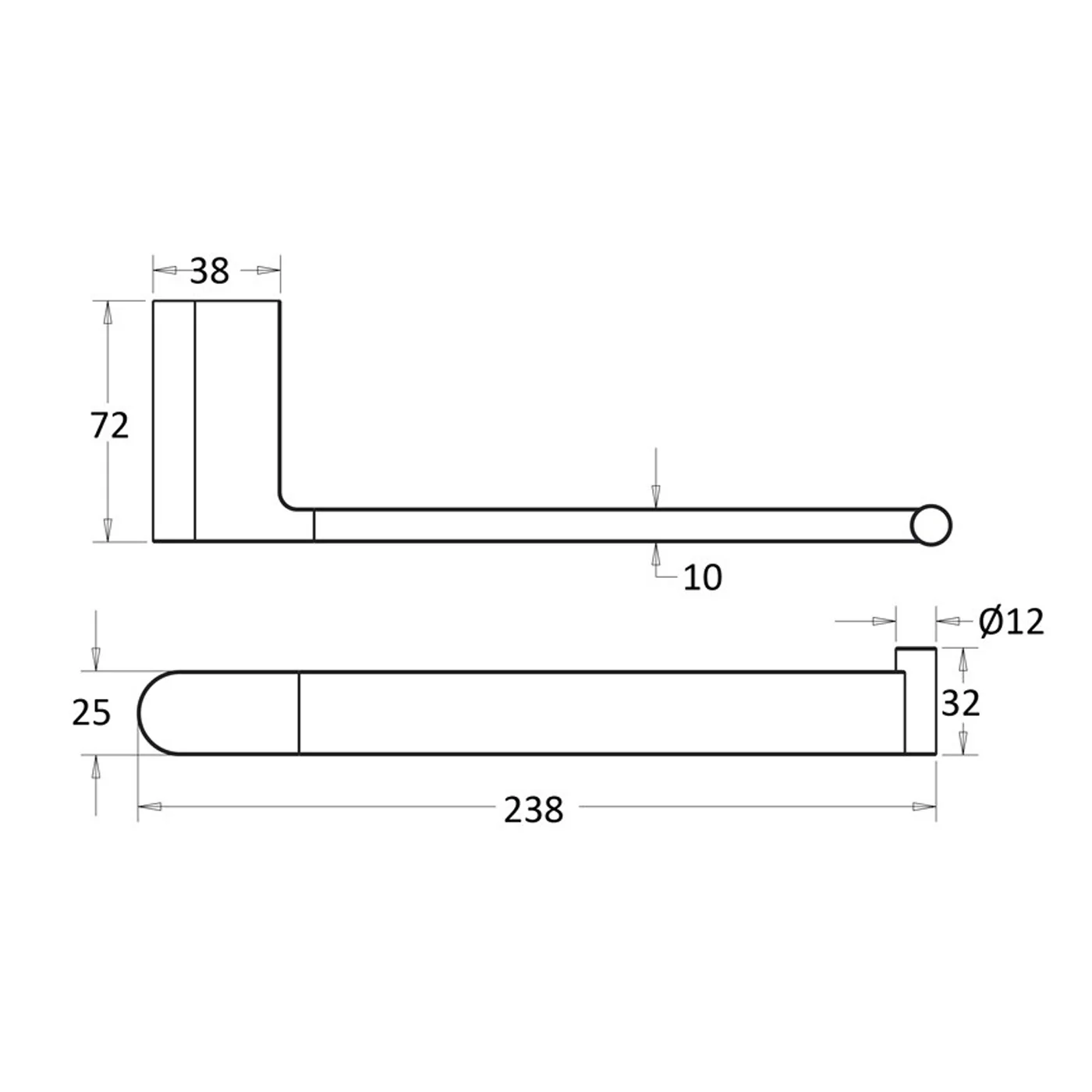 Milan Hand Towel Holder Bar 240mm - Image 6