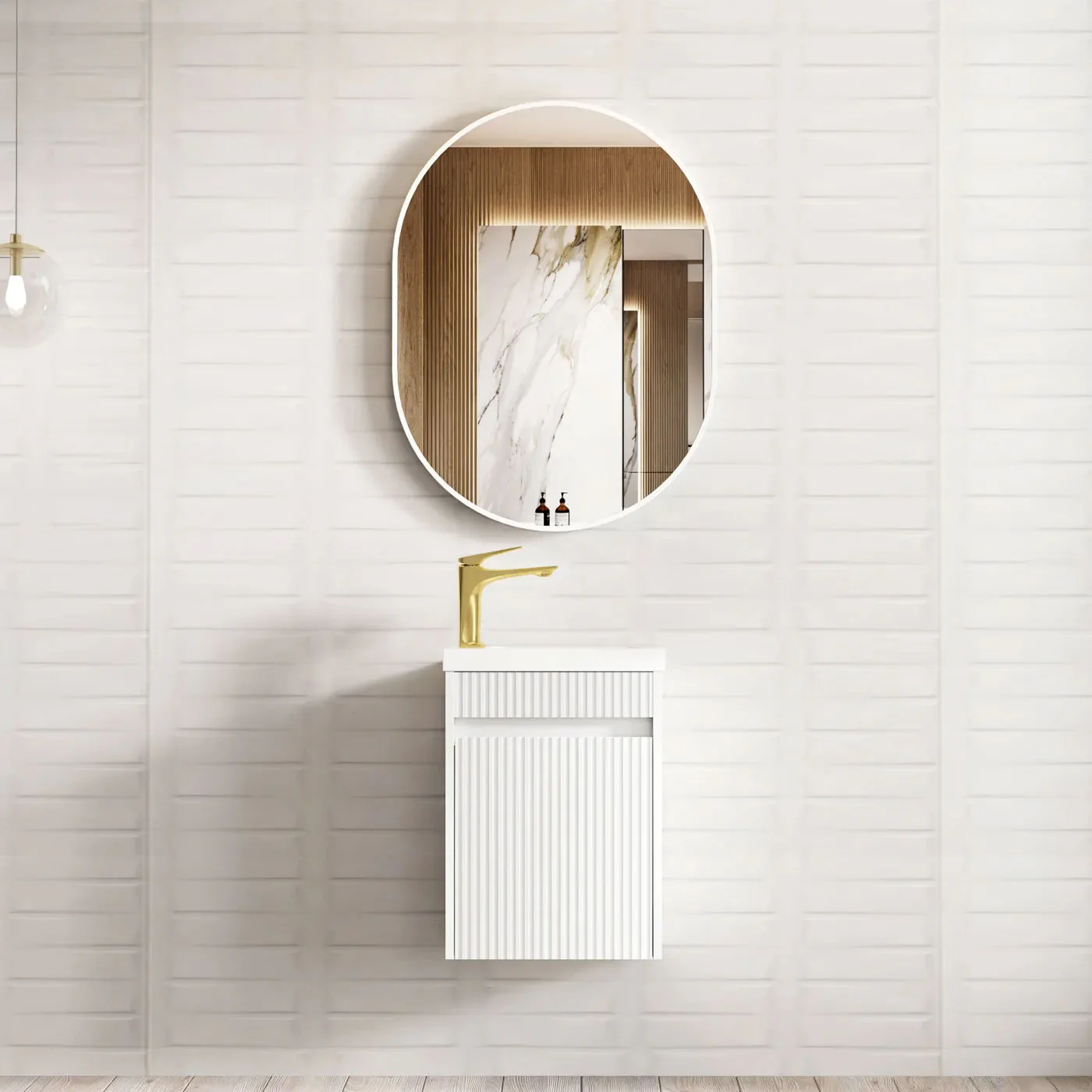 Mini Fluted Compact Vanity 400mm - Image 3