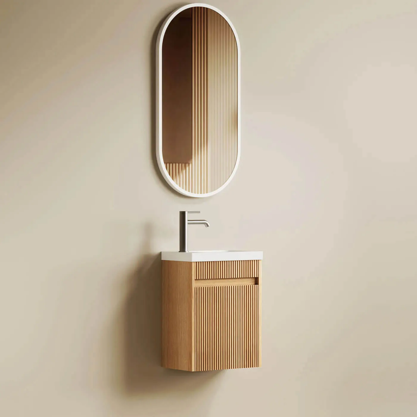 Mini Fluted Compact Vanity 400mm - Image 4