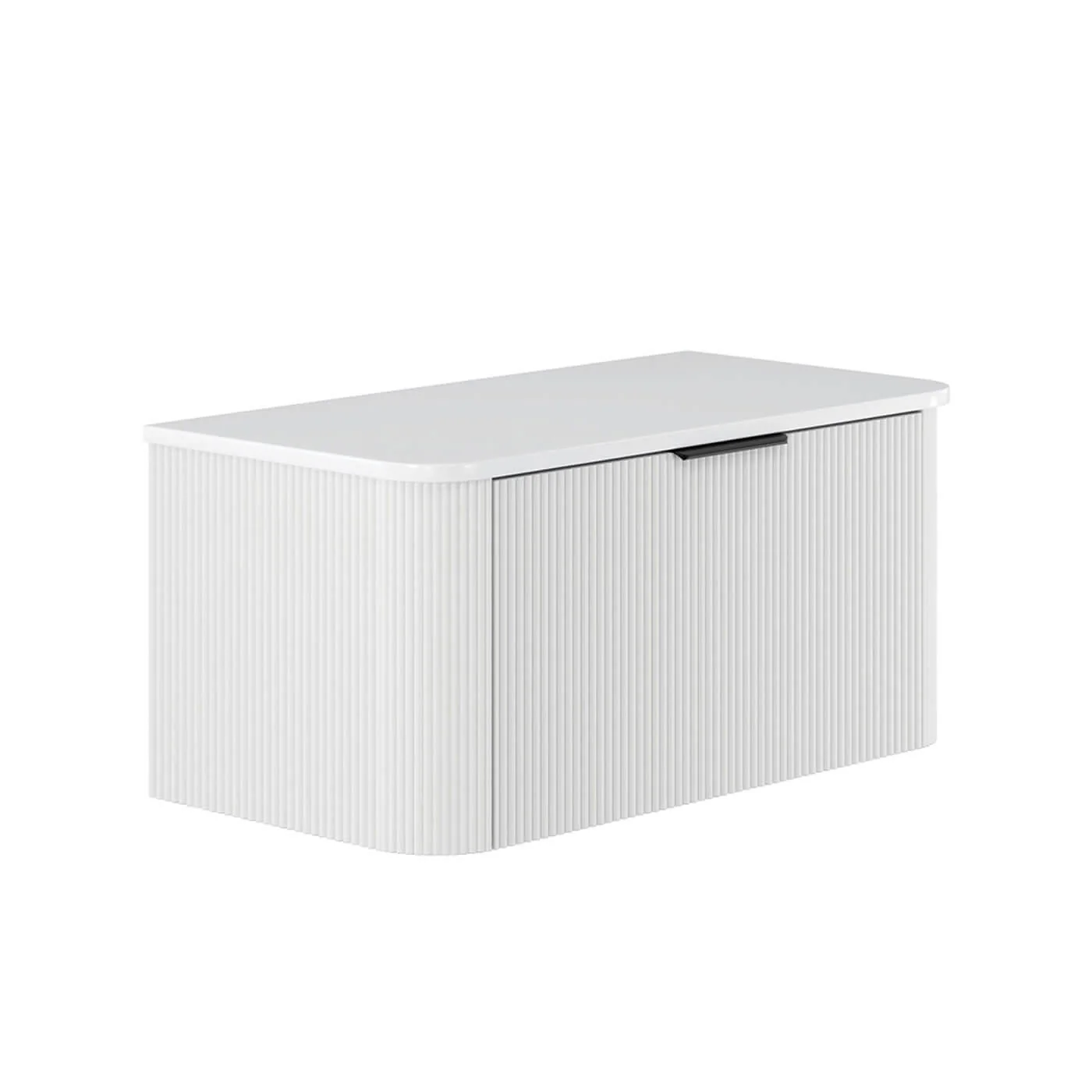 Minka Curved Fluted Matte White Wall Hung Vanity - Image 3