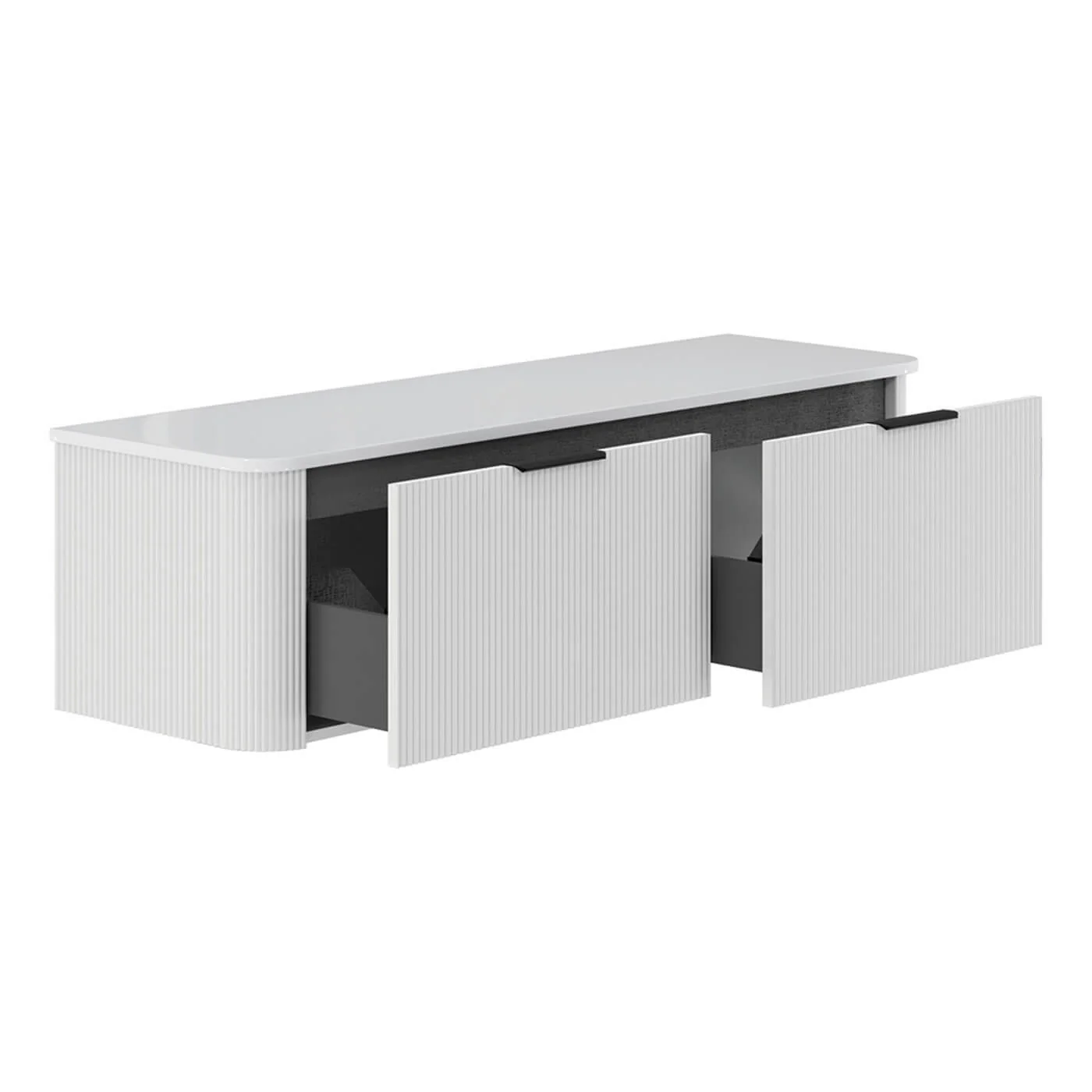 Minka Curved Fluted Matte White Wall Hung Vanity - Image 4