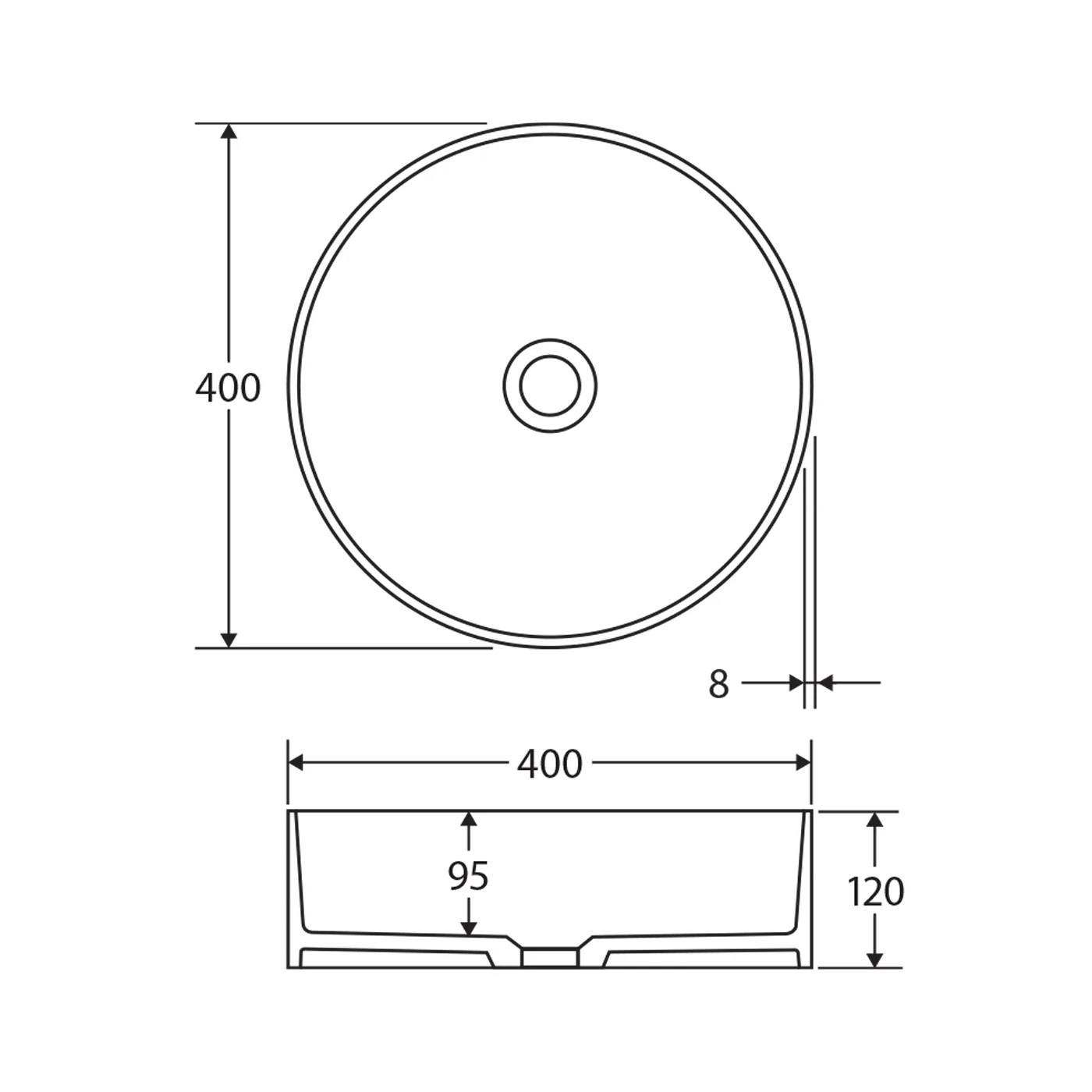 Minka Solid Surface Round Above Counter Basin 400mm - Image 5