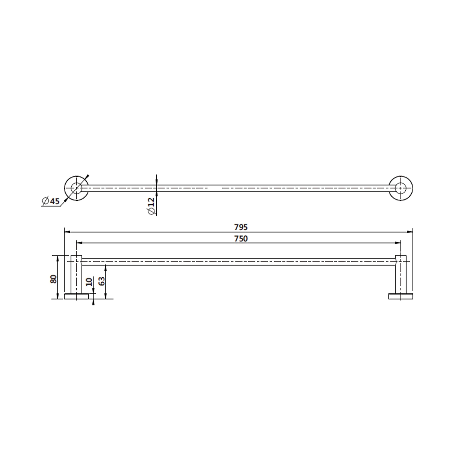 Mirage Round Single Towel Rail - Image 10