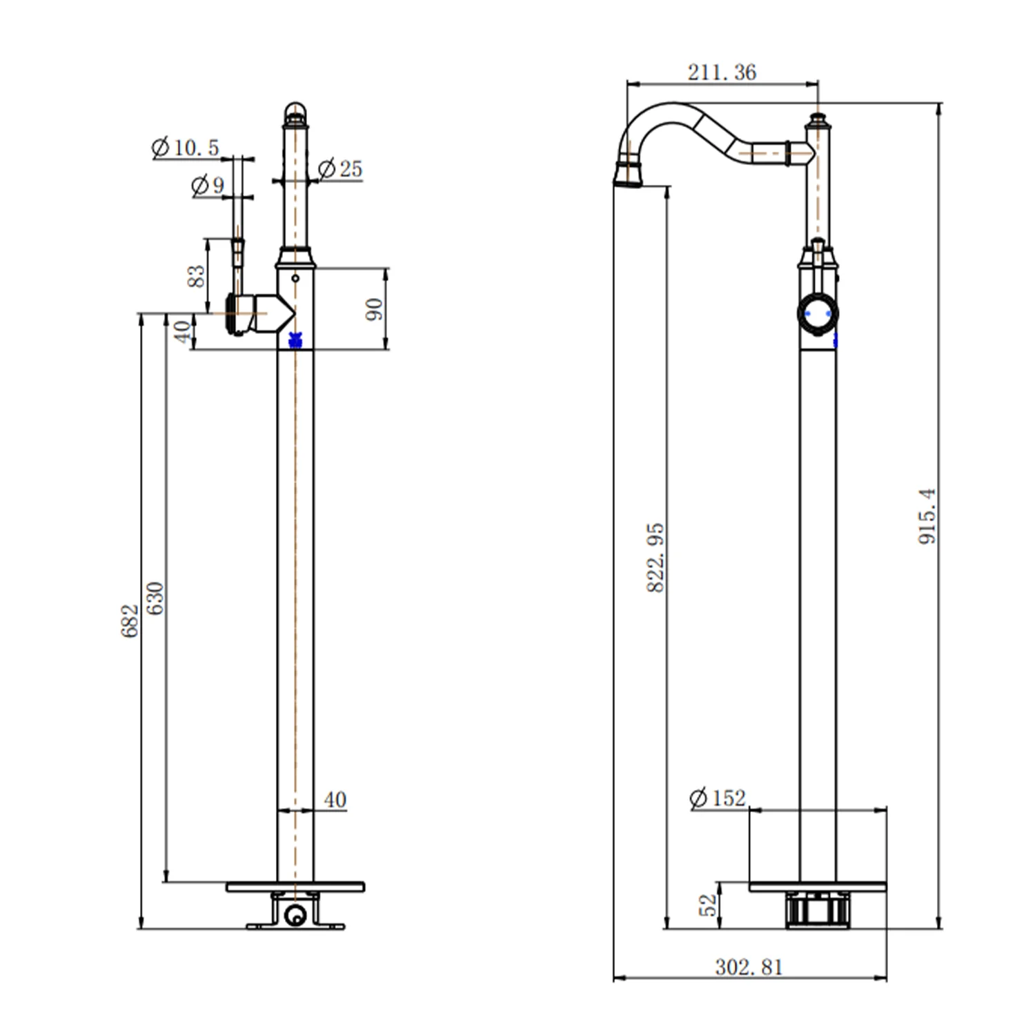Montpellier Freestanding Bathtub Mixer Spout - Image 5