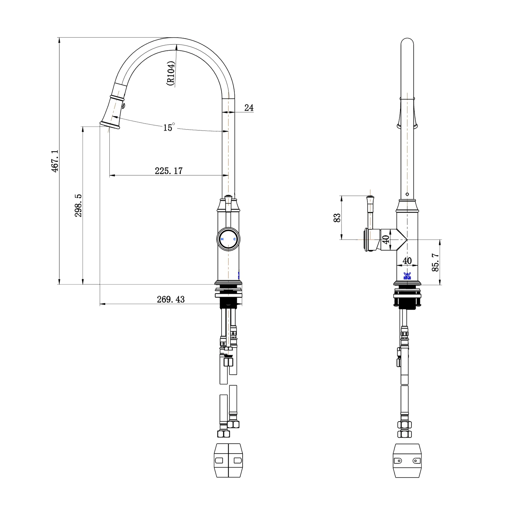 Montpellier Pull-Out Sink Mixer - Image 5