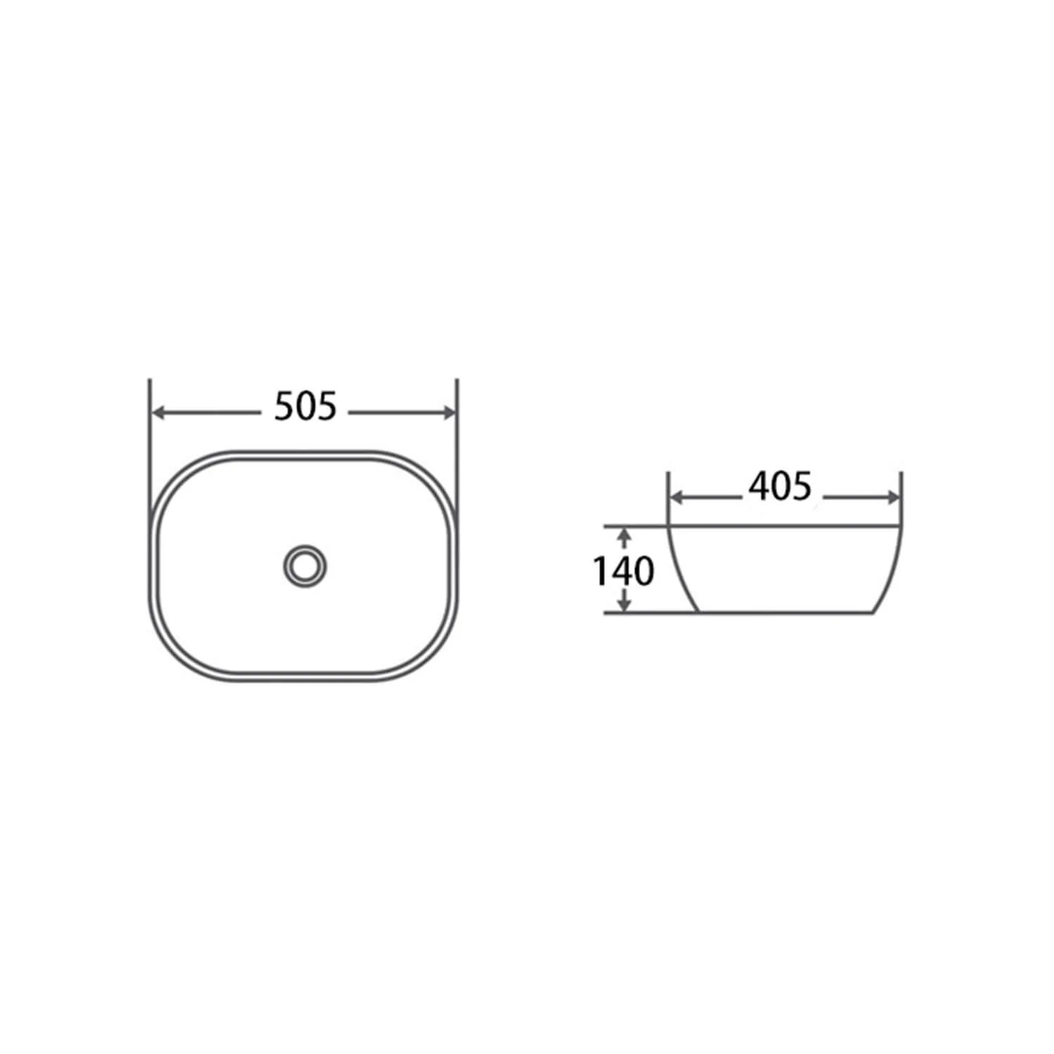 Montreal Above Counter Curved Rectangular Basin 505x405mm - Image 4
