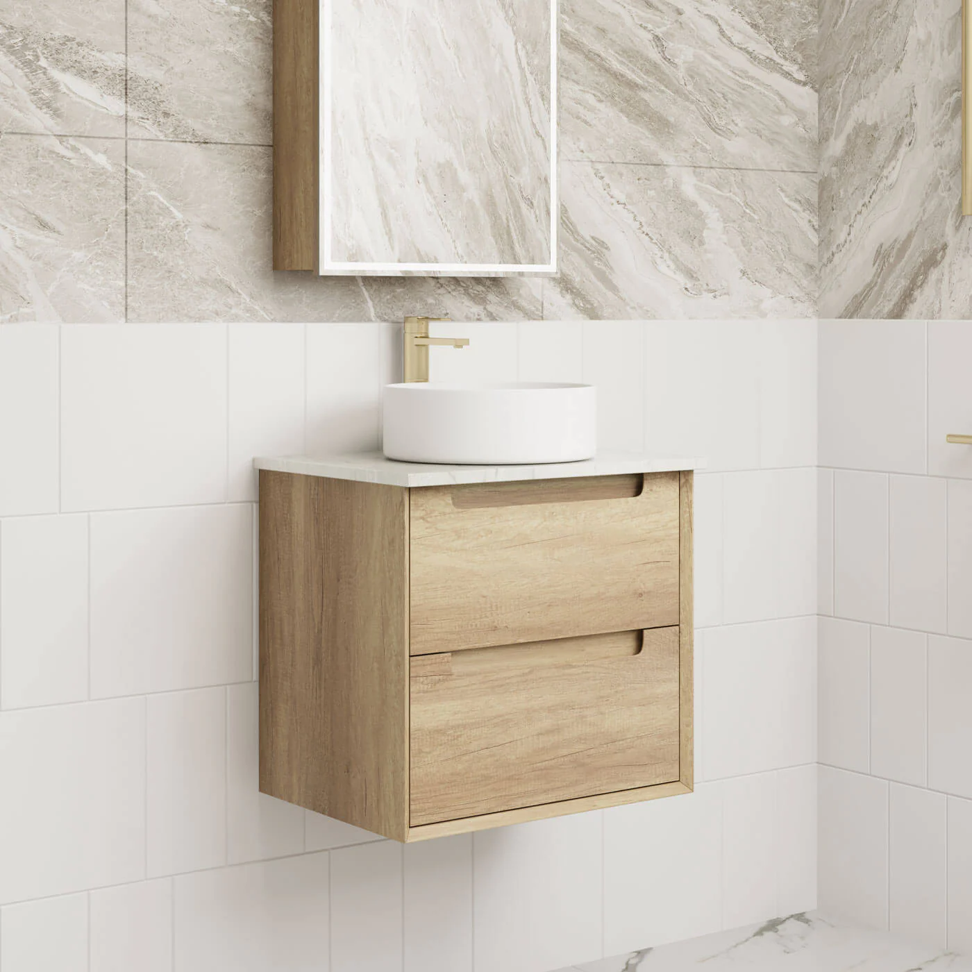 Moreno Timber Grain Wall Hung Vanity - Image 2