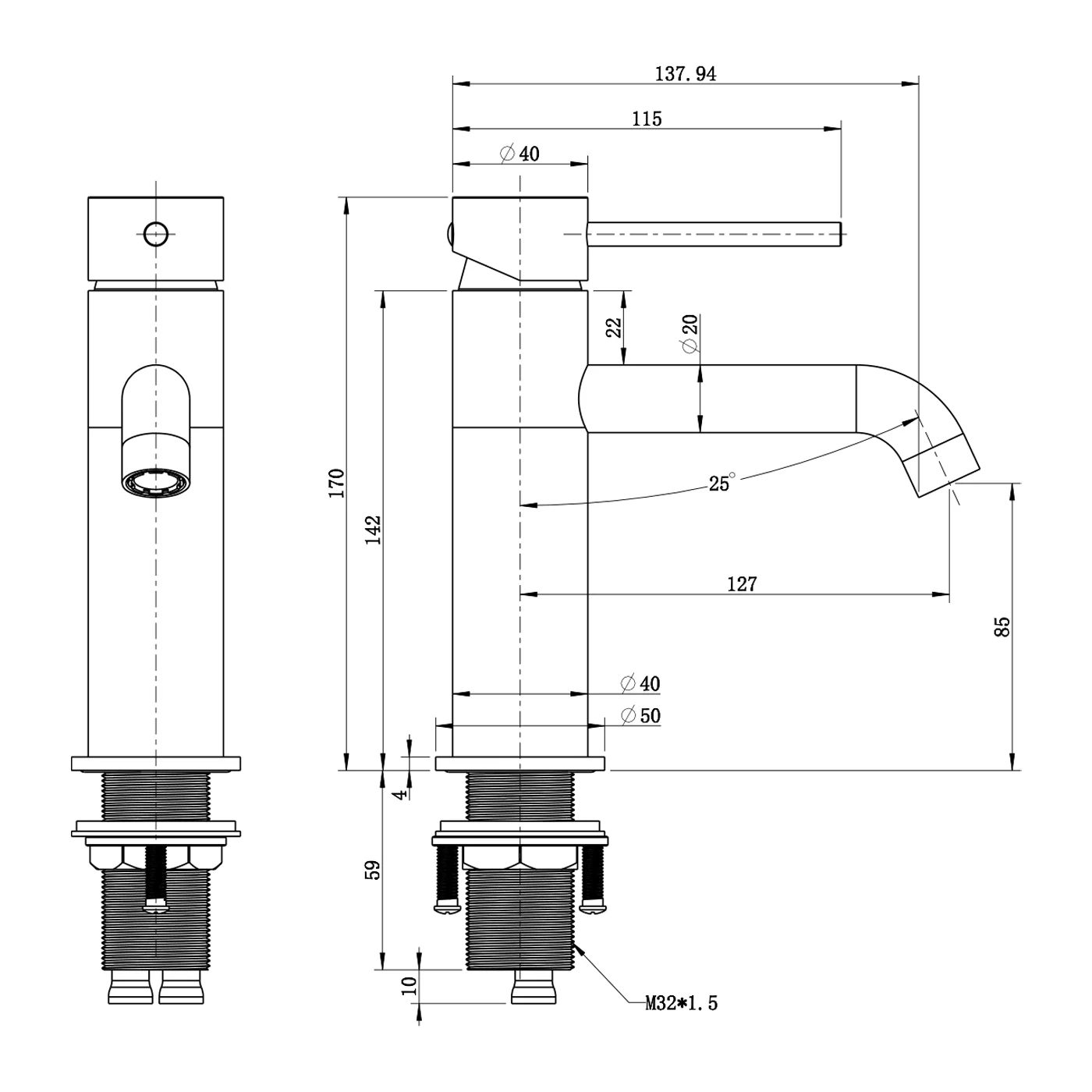 Morgan Curved Short Basin Mixer - Image 7