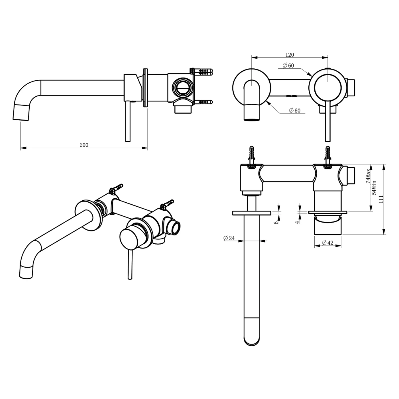 Morgan Curved Wall Mixer Spout and Mixer Set - Image 7