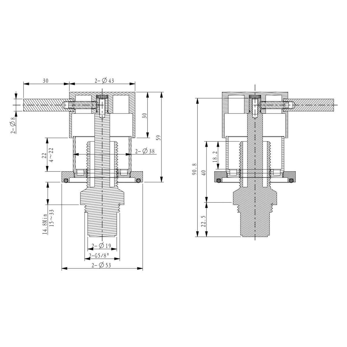 Morgan Pin Handle Quarter Turn Wall Top Assembly - Image 7