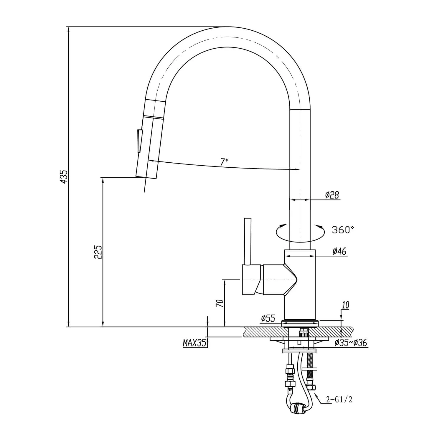 Morgan Pull Out Sink Mixer with Trigger Spray - Image 6