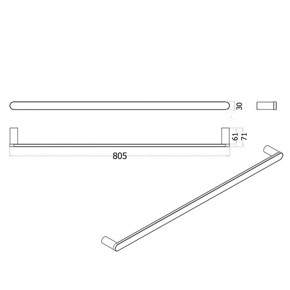Morgan Round Single Towel Rail 600mm/800mm - Image 6