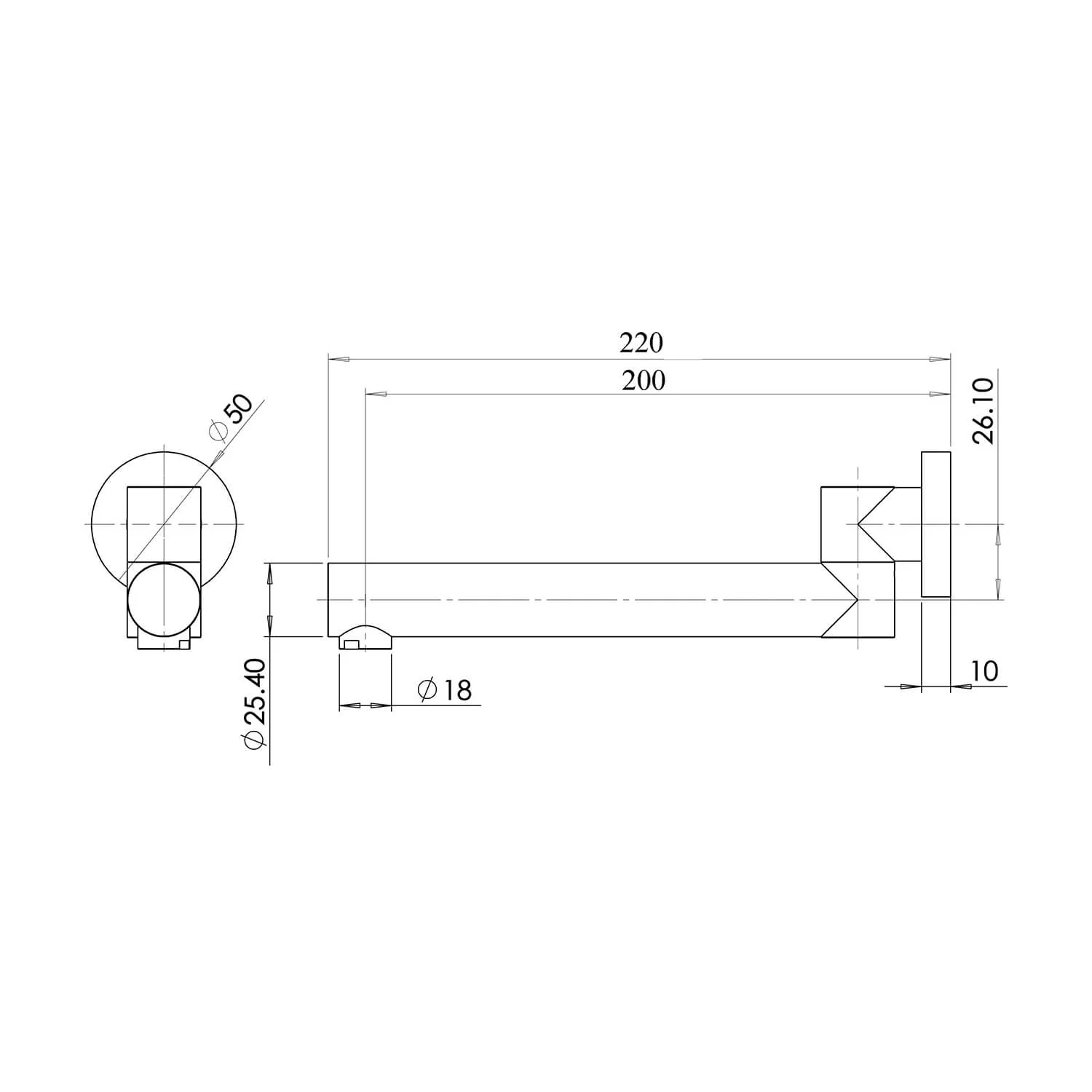 Morgan Round Bath Swivel Spout Outlet 220mm - Image 5