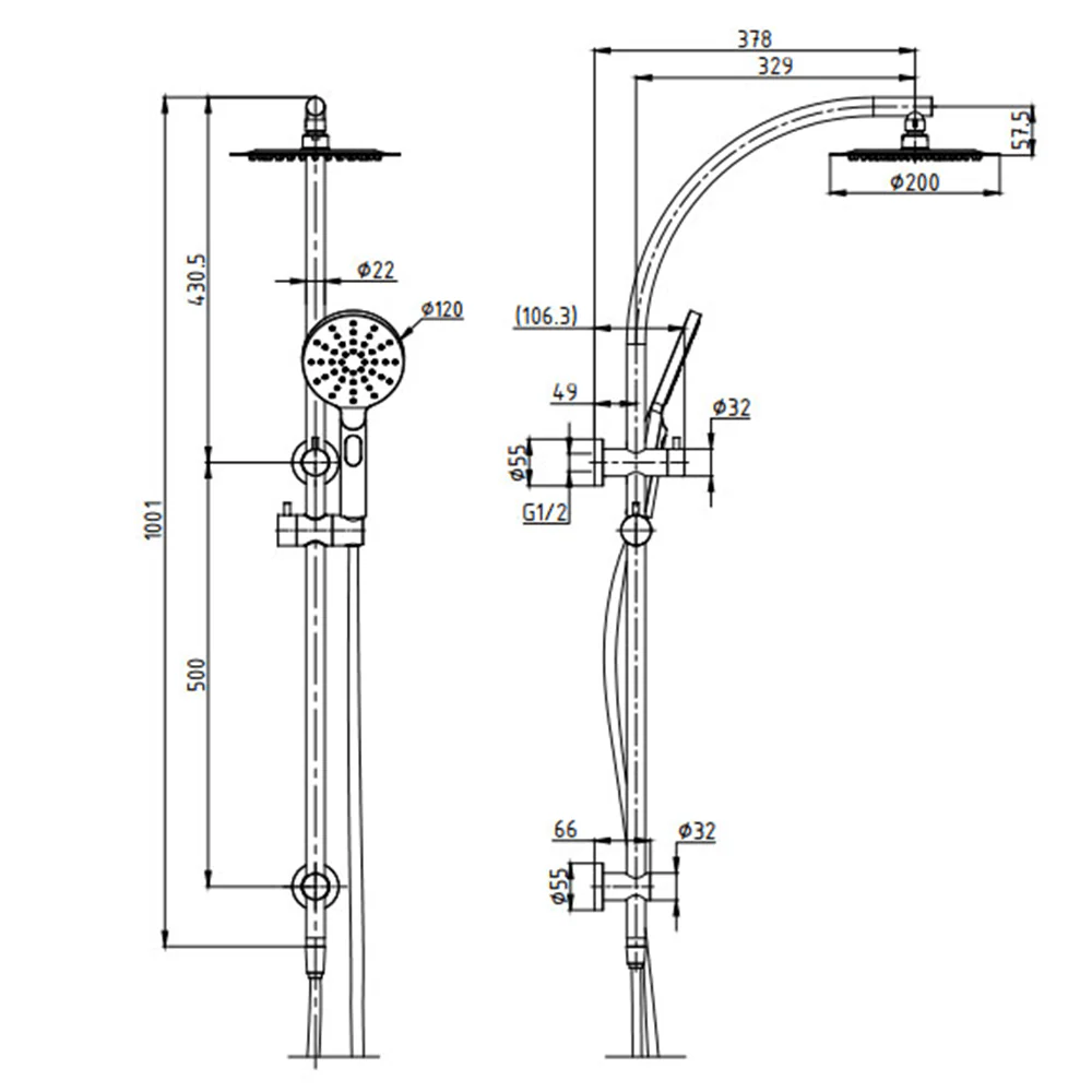 Morgan Curved Twin Shower Rail Set - Image 6