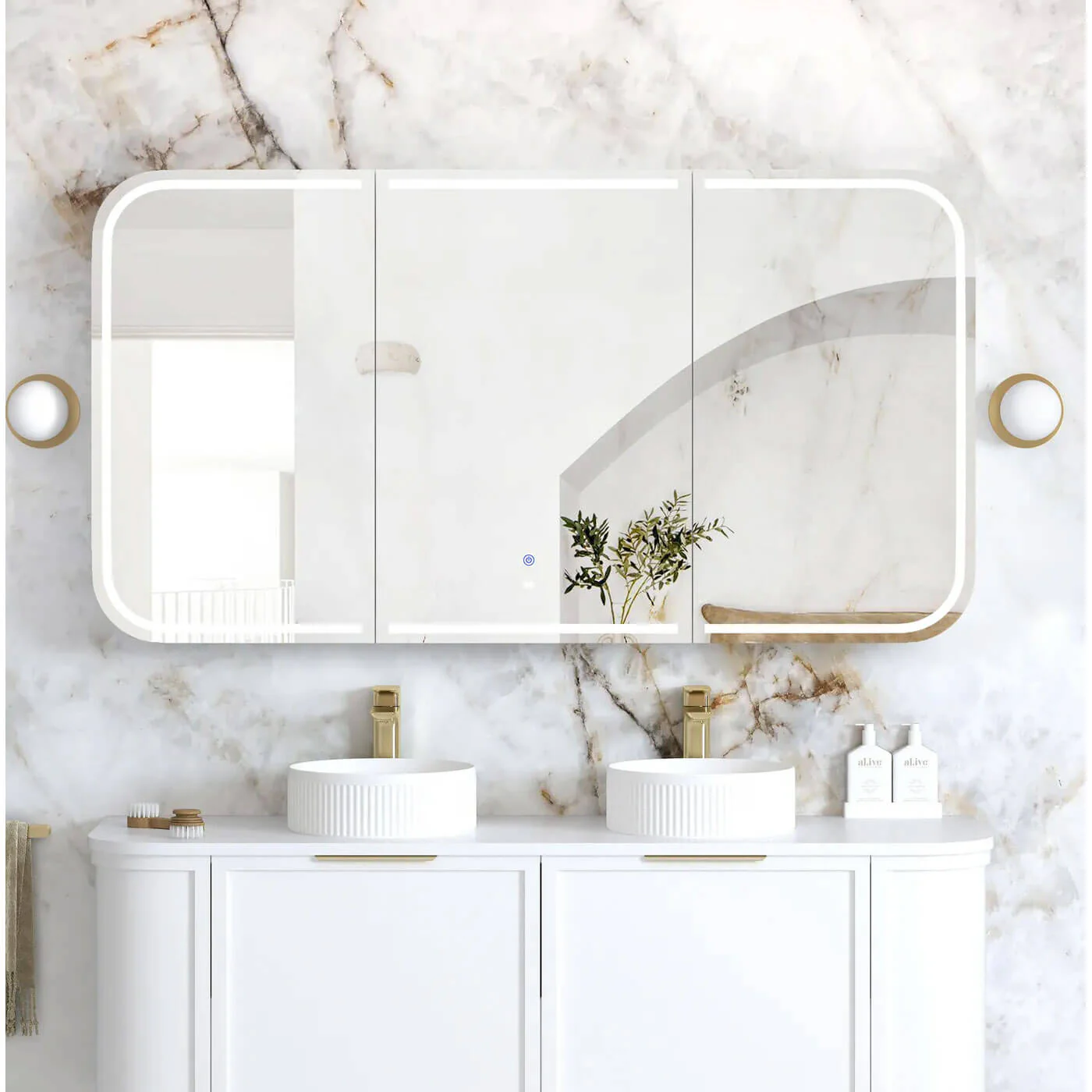 Newport LED Rectangular Mirror Cabinet - Image 3
