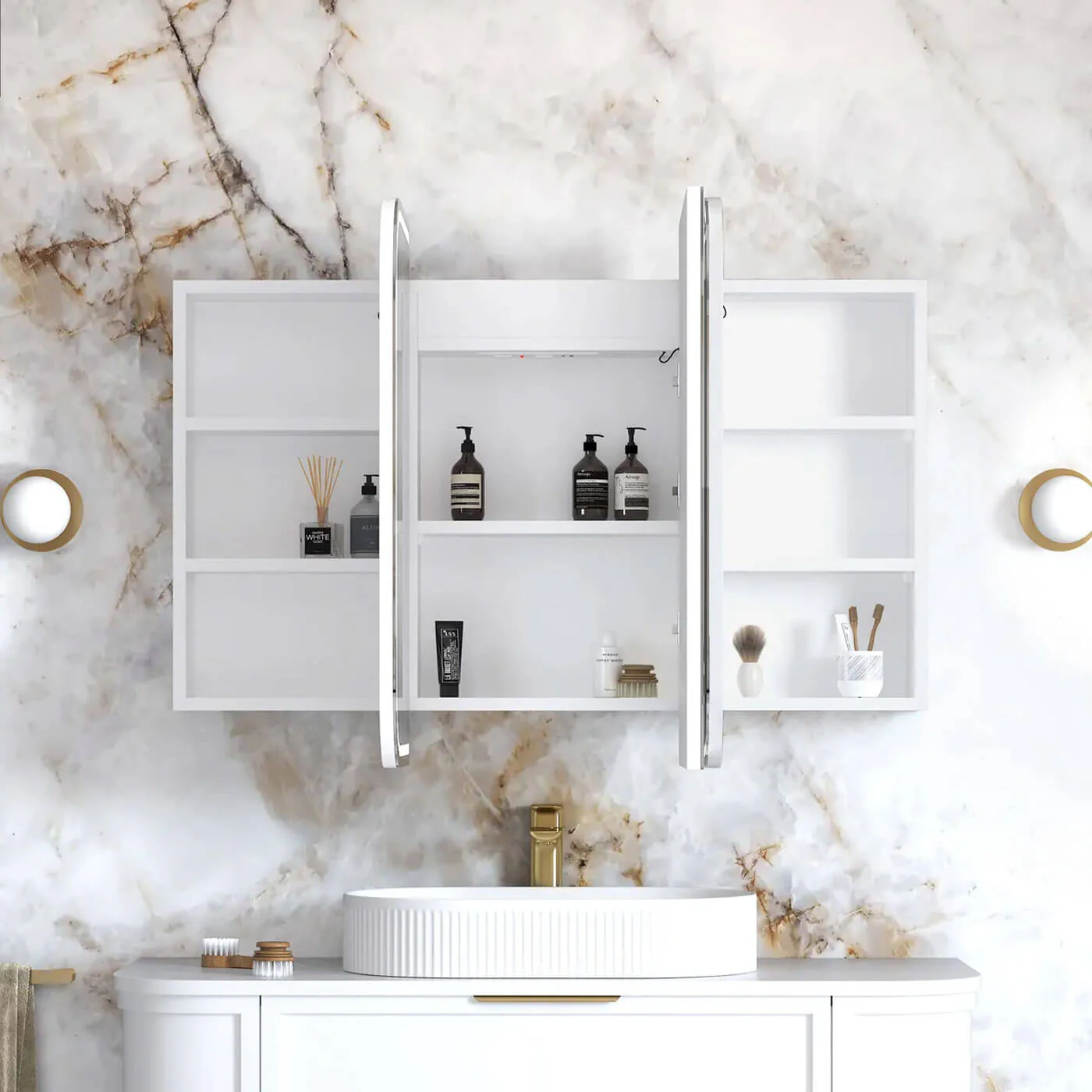 Newport LED Rectangular Mirror Cabinet - Image 4