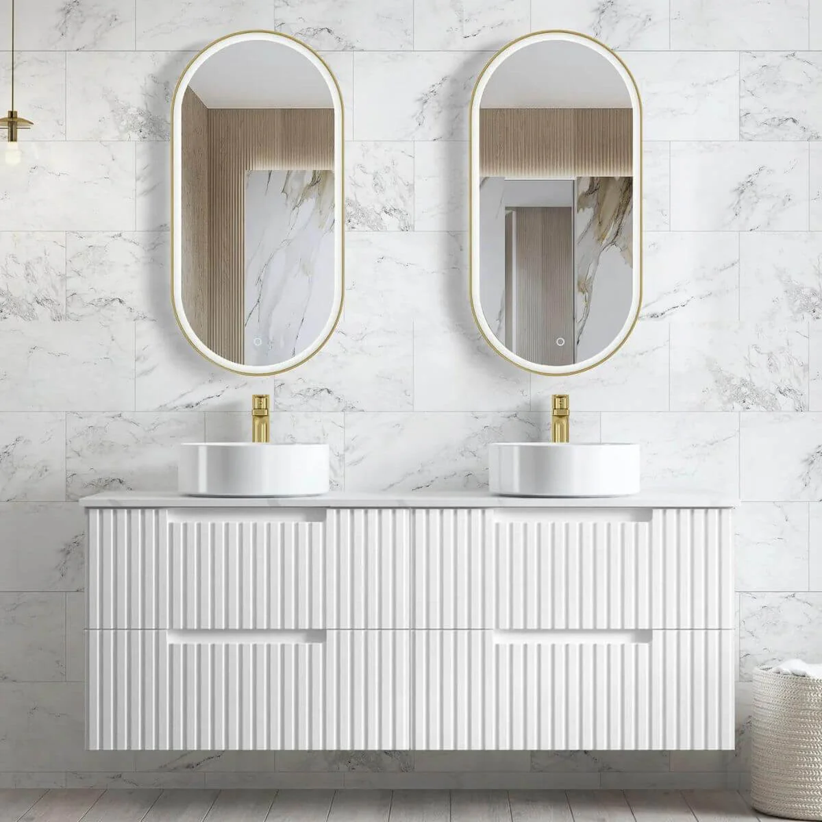 Noosa Fluted Matte White Wall Hung Vanity - Image 5
