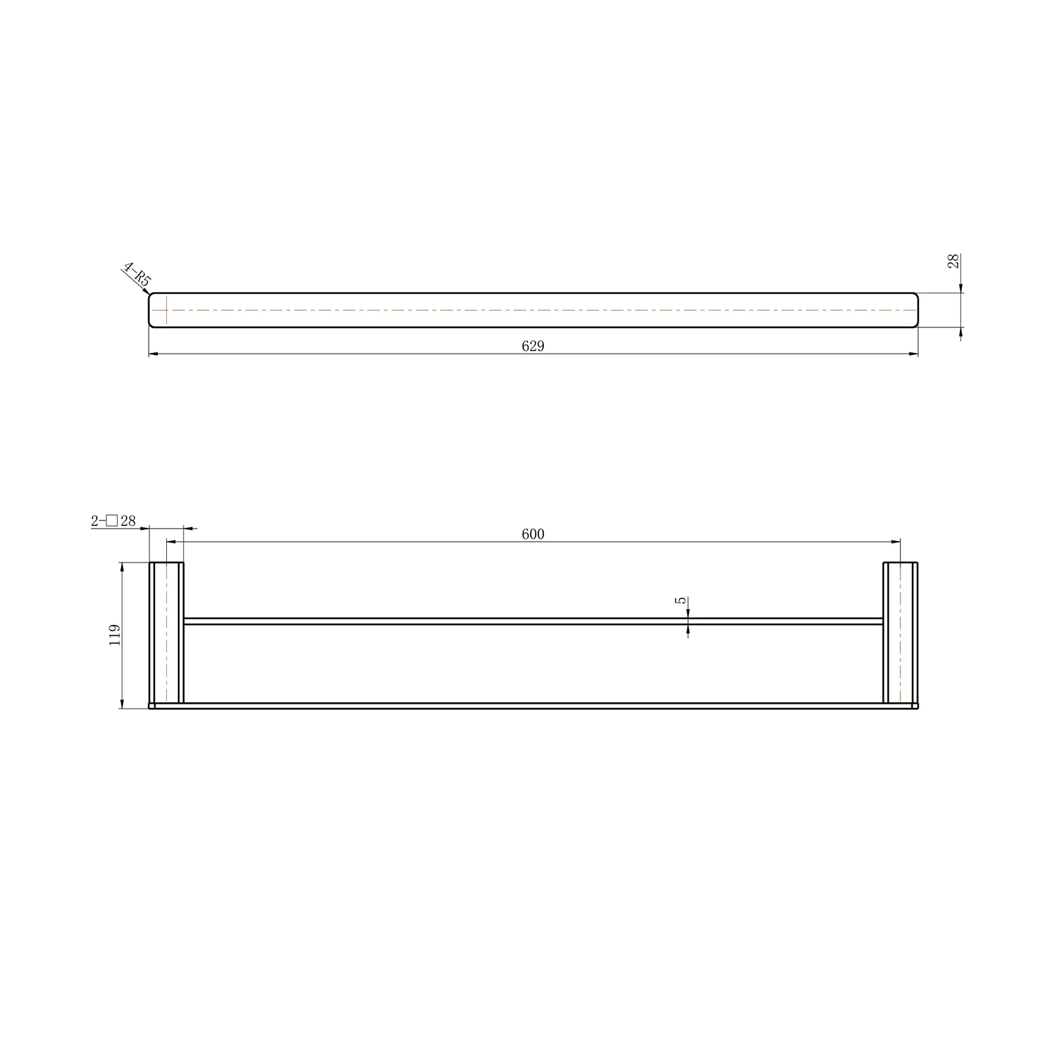 Nova Square Double Towel Rail - Image 8