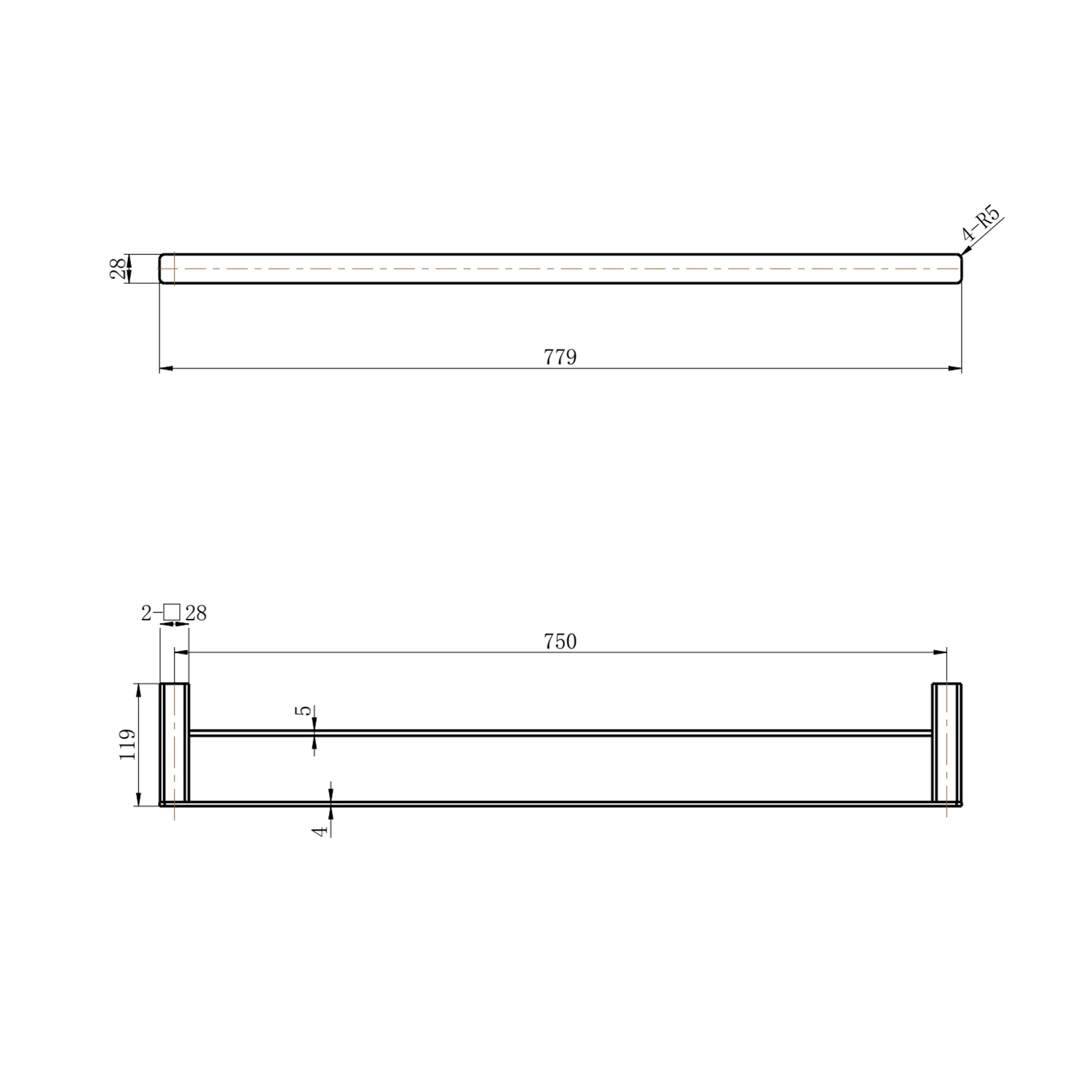 Nova Square Double Towel Rail - Image 9