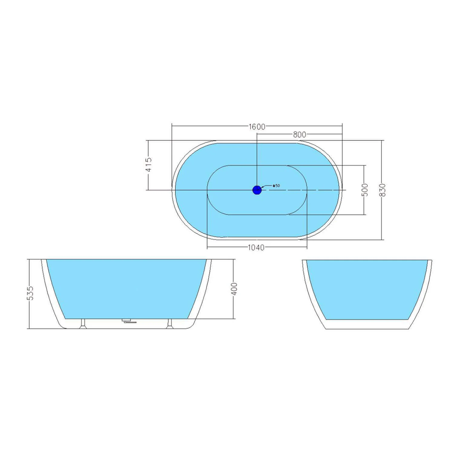 Olivia Oval Shape Freestanding Bathtub - Image 7