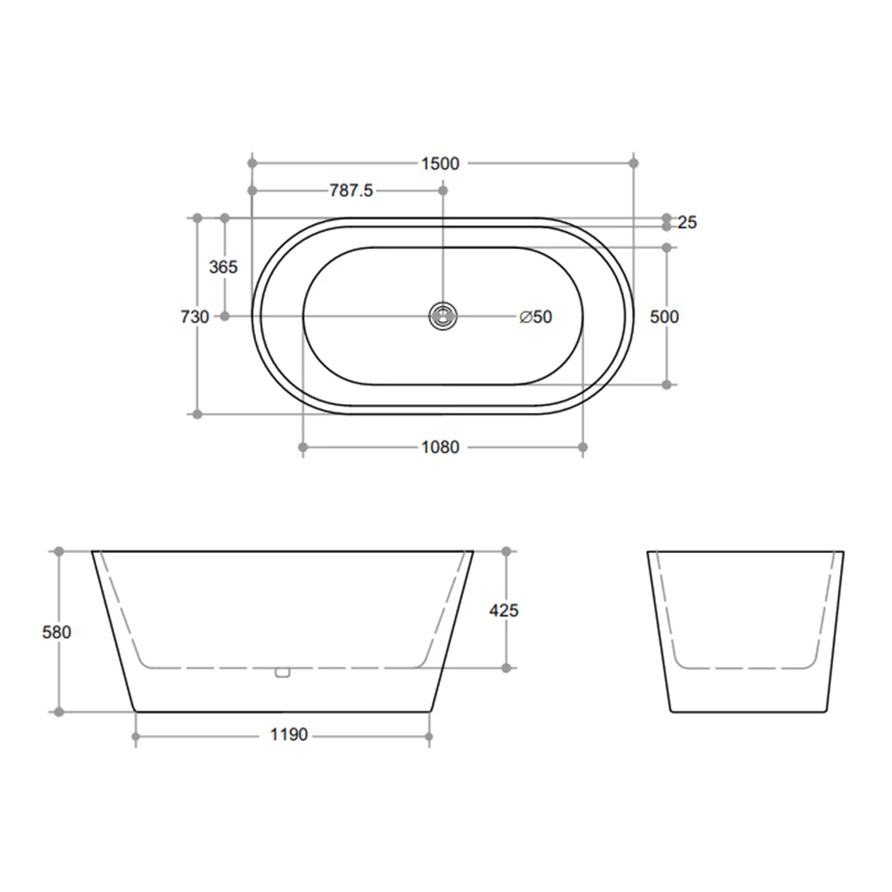 Opal Freestanding Oval Shaped Bathtub - Image 4