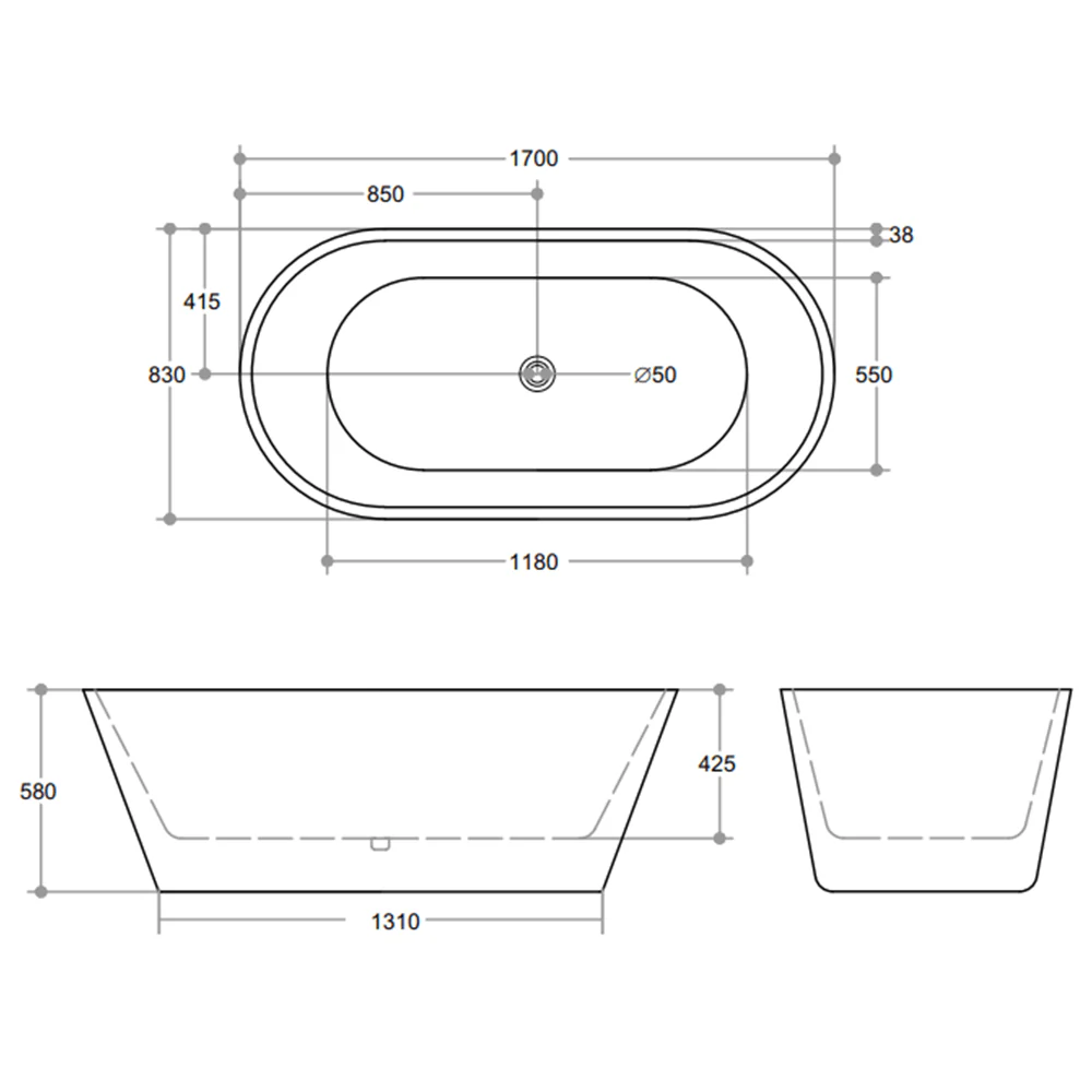 Opal Freestanding Oval Shaped Bathtub - Image 6