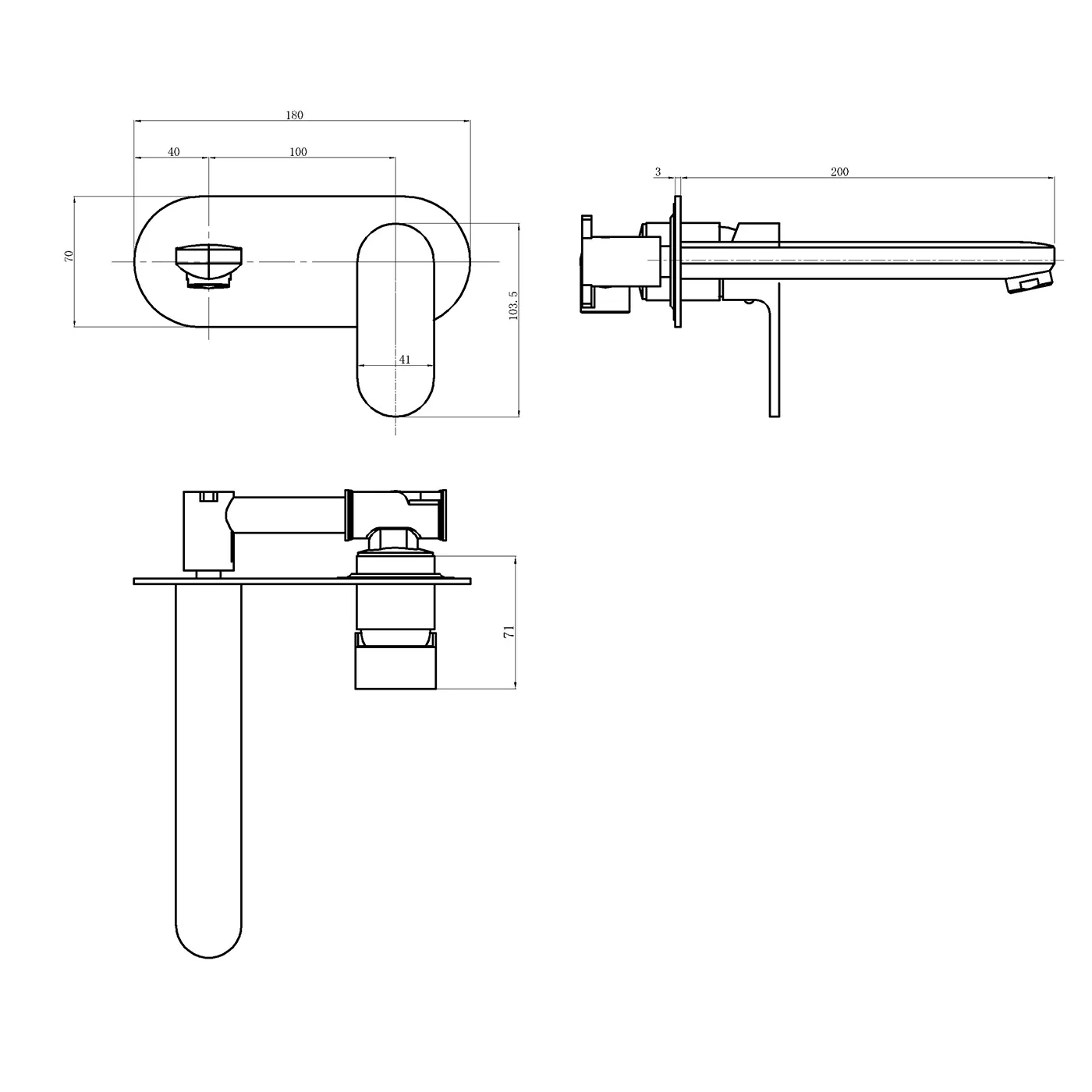 Oval Round Wall Mixer & Spout Set - Image 4