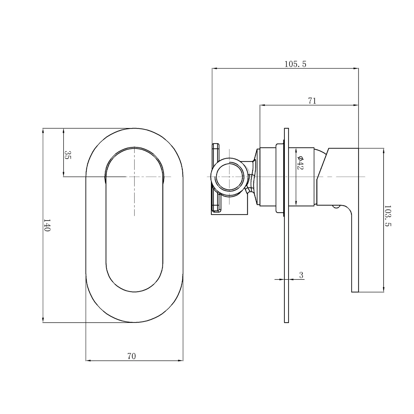 Oval Slim Round Shower Wall Mixer - Image 4