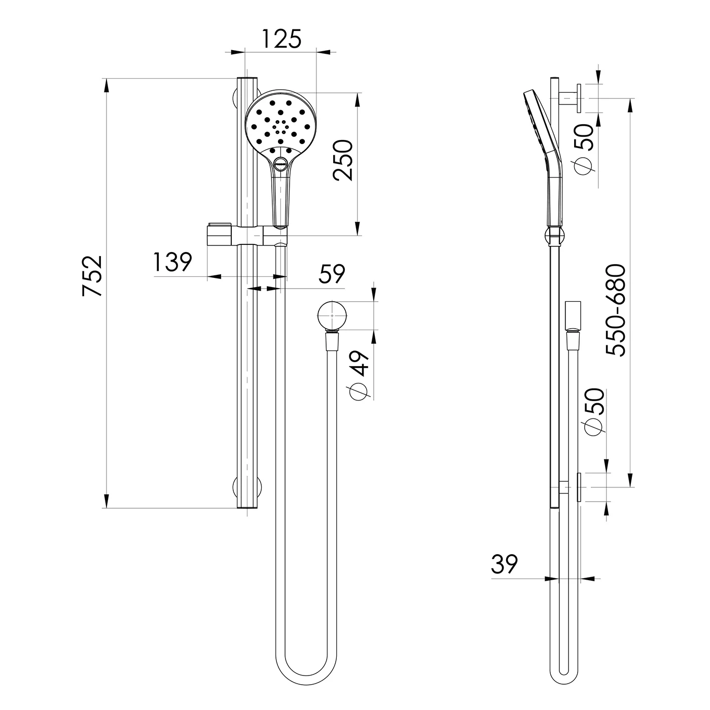 Oxley LuxeXP Sliding Shower Rail - Image 6