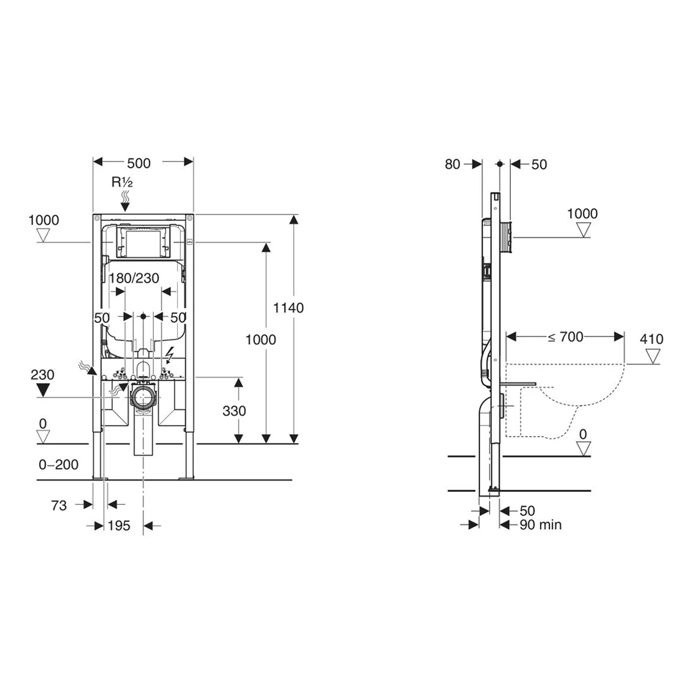 Parma Wall Hung Rimless Toilet Geberit Sigma 30 Package - Image 3