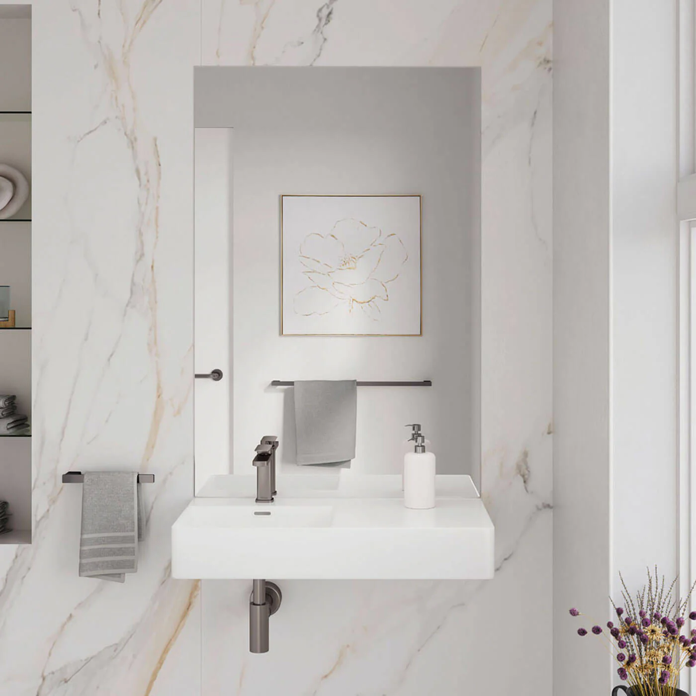 Petra Skew Wall Hung Ceramic Basin 800mm - Image 3