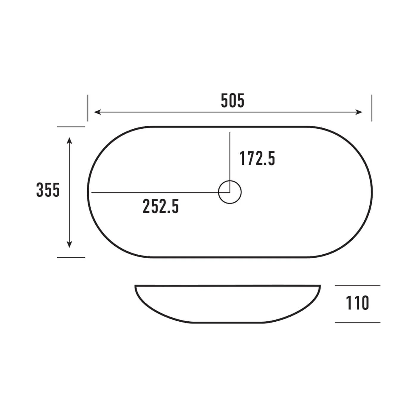 Positano Oval Solid Surface Above Counter Basin 505mm - Image 5