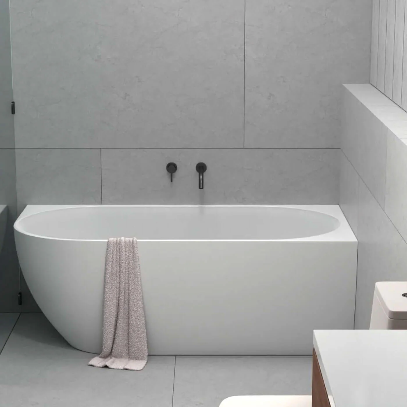 Positano Overflow Curved Corner Bathtub
