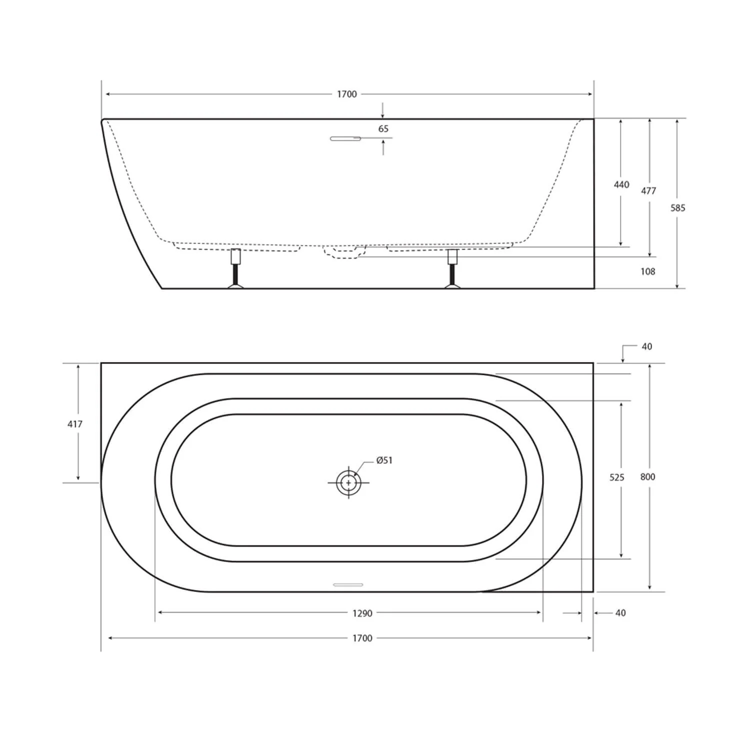Positano Overflow Curved Corner Bathtub - Image 11