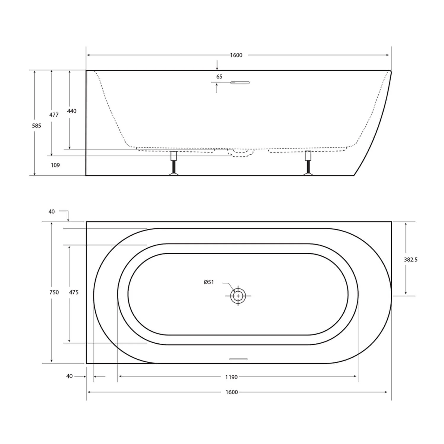 Positano Overflow Curved Corner Bathtub - Image 8