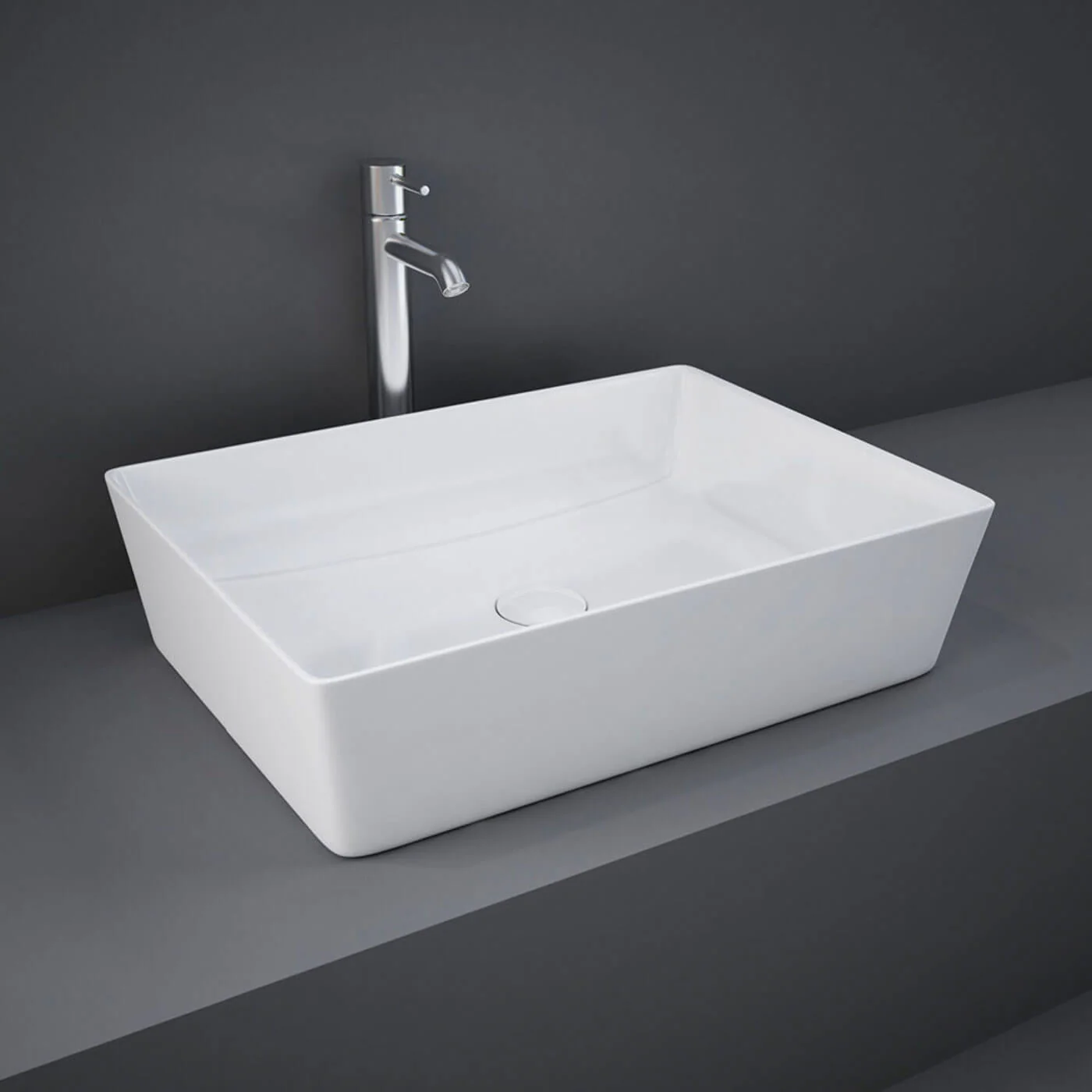 RAK Rectangle Above Counter Ceramic Basin 500x360mm - Image 2