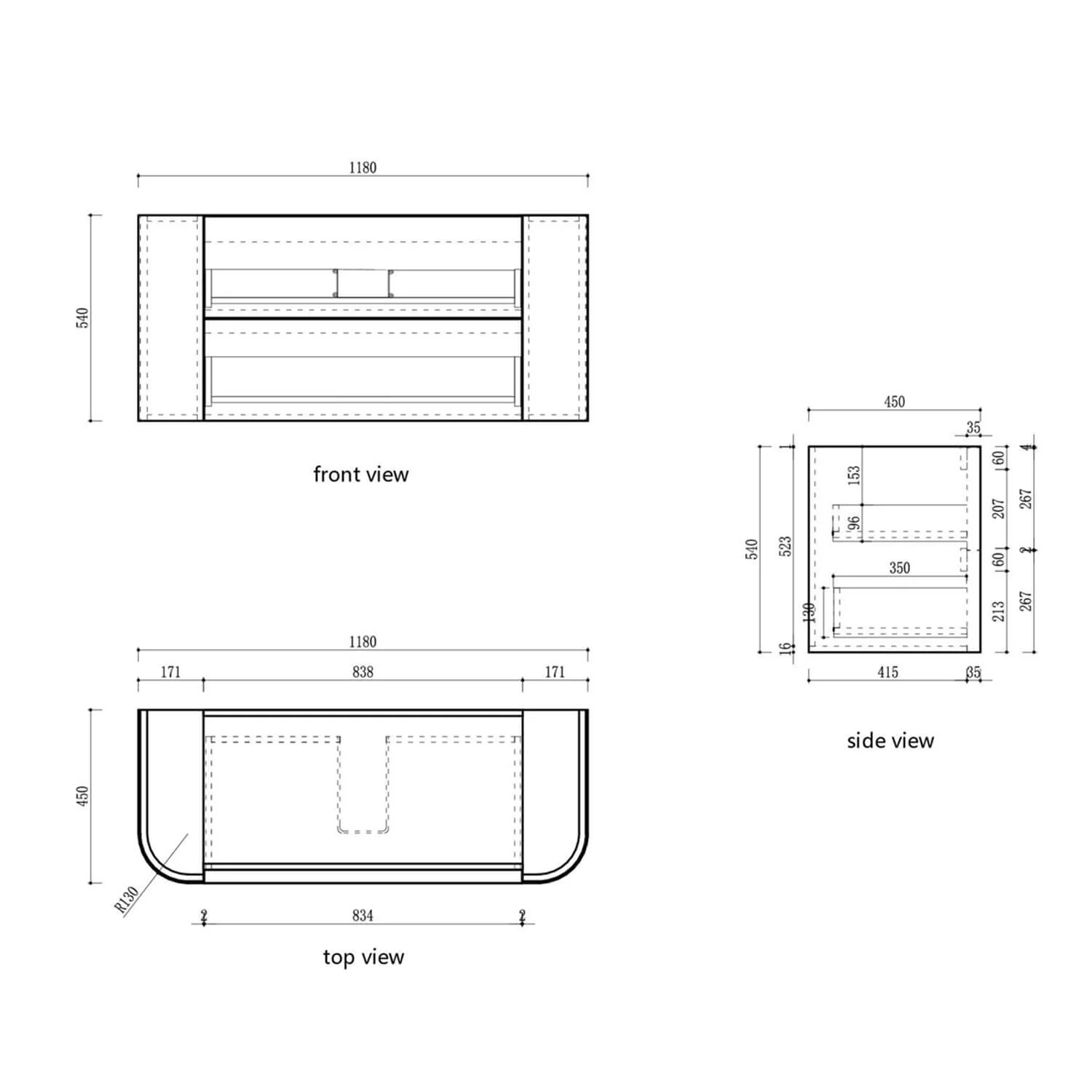 Ramee Curved Fluted Wall Hung Vanity - Image 10