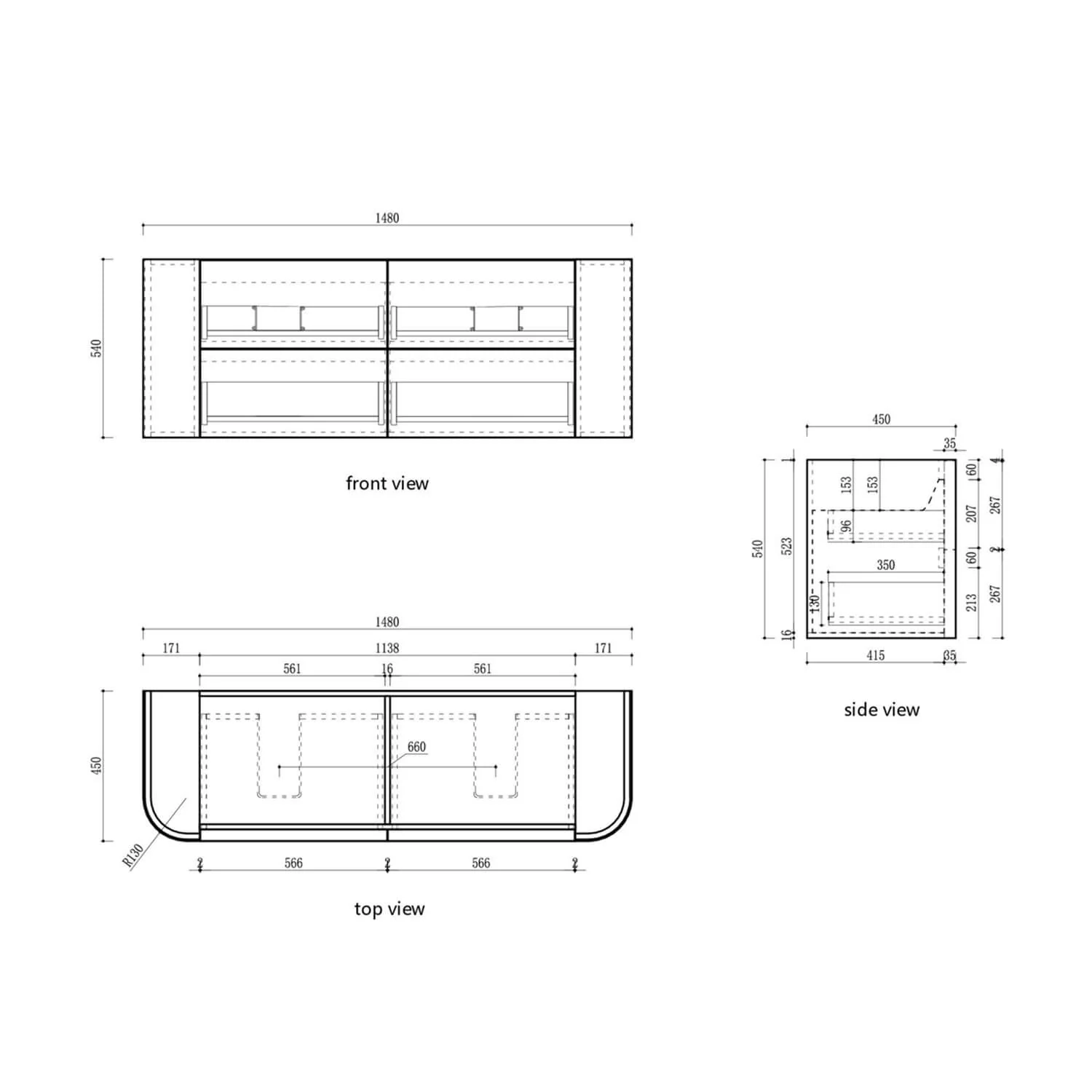 Ramee Curved Fluted Wall Hung Vanity - Image 11