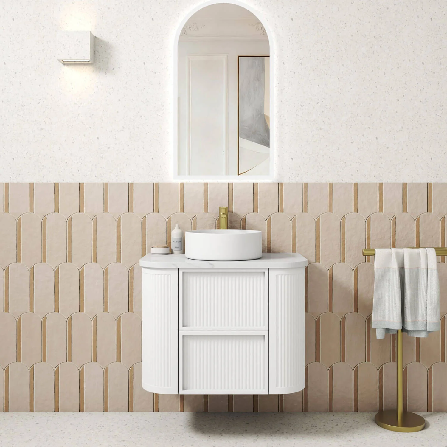 Ramee Curved Fluted Wall Hung Vanity - Image 2