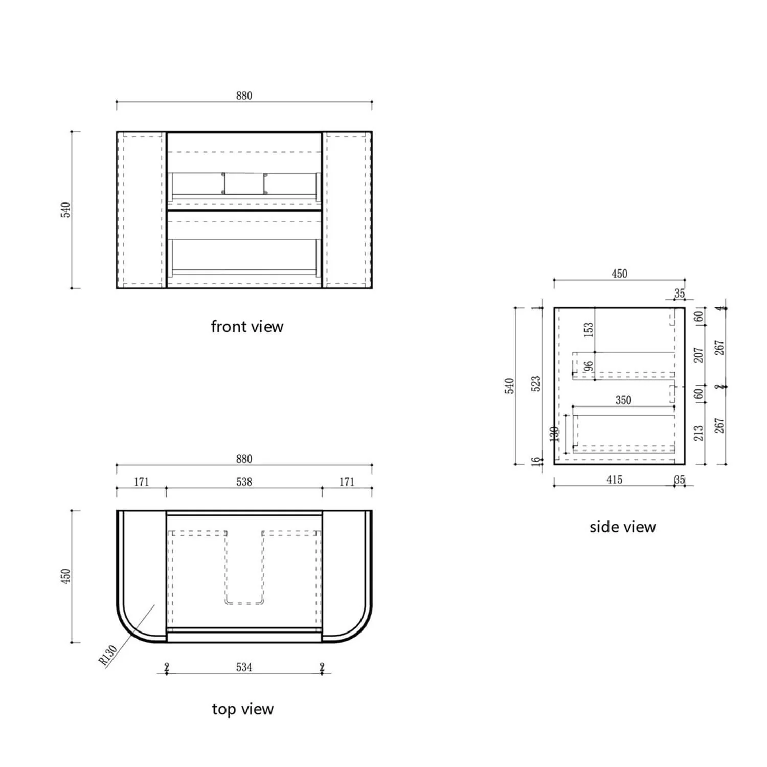 Ramee Curved Fluted Wall Hung Vanity - Image 9