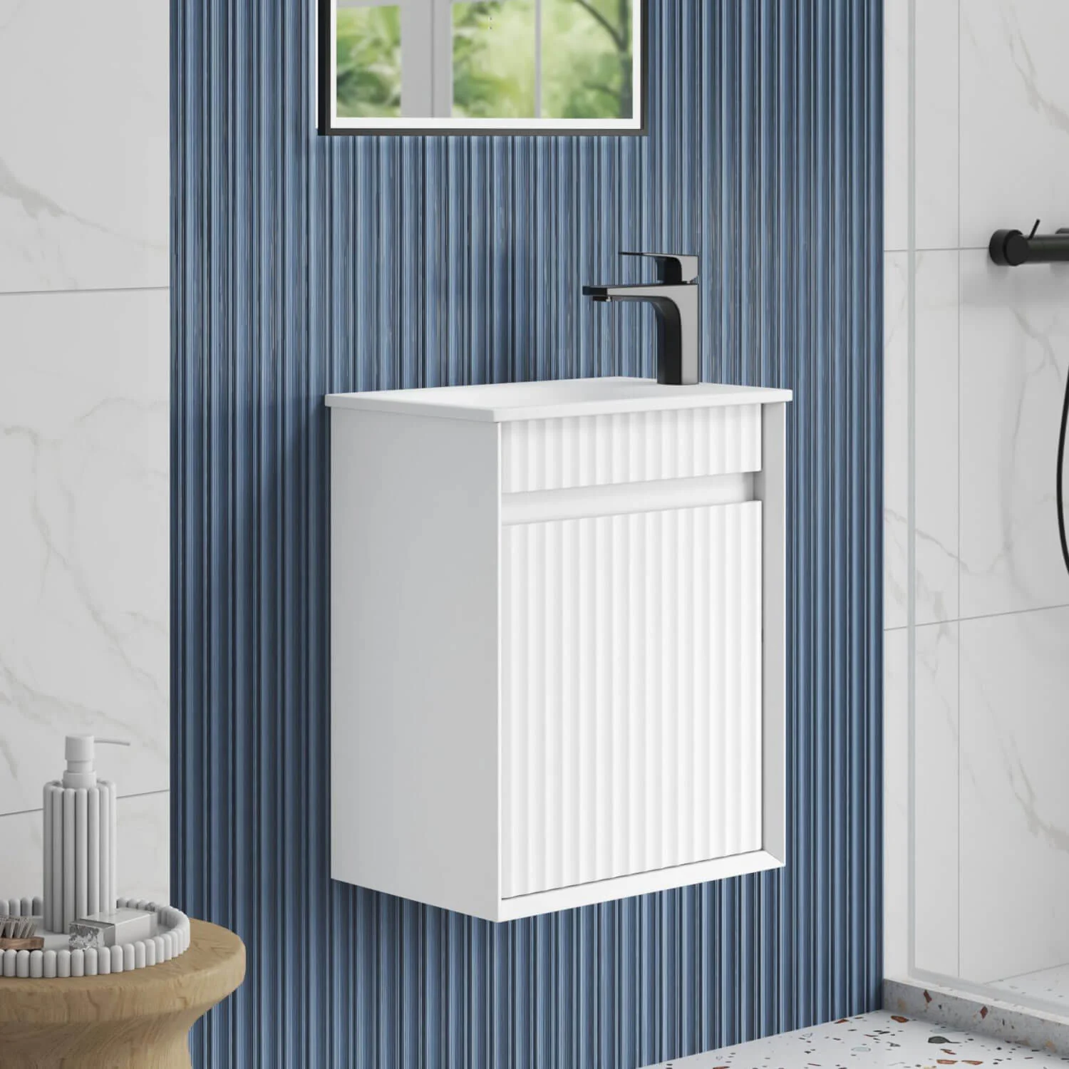Ravia Compact Fluted Wall Hung Vanity 450mm - Image 2