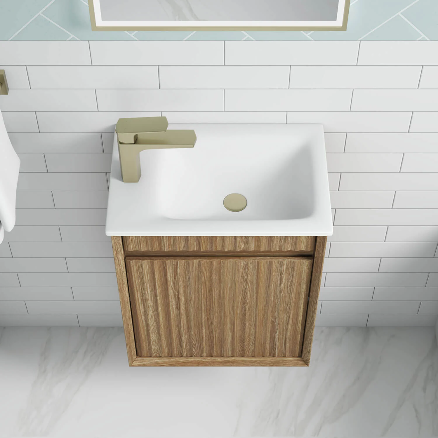 Ravia Compact Fluted Wall Hung Vanity 450mm - Image 3