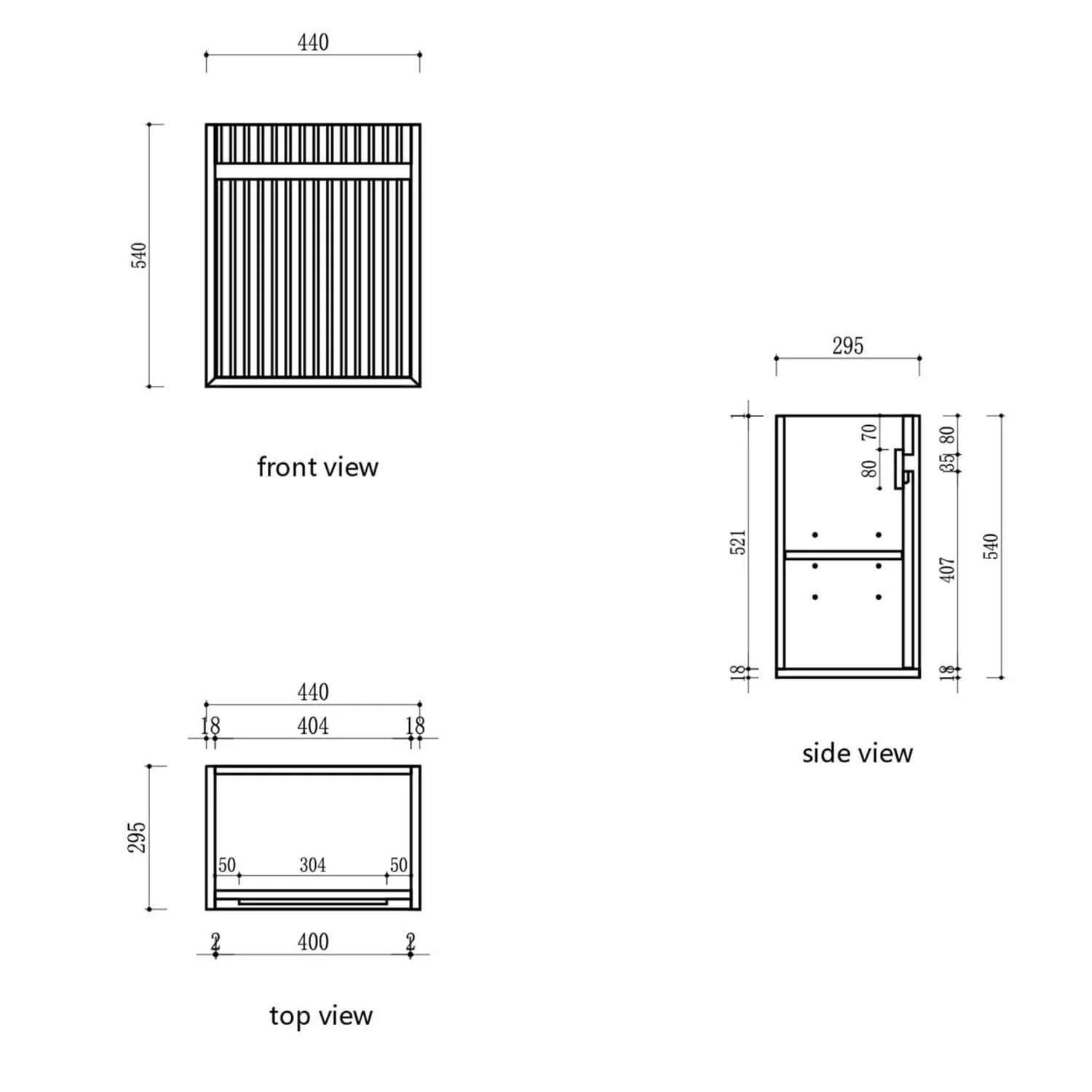 Ravia Compact Fluted Wall Hung Vanity 450mm - Image 4