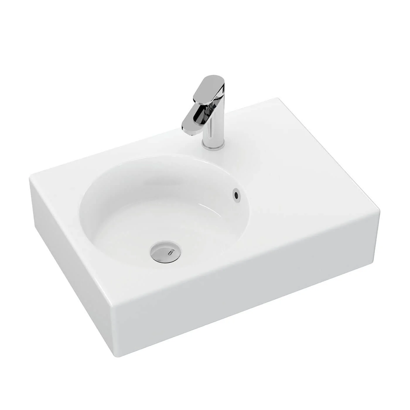 Reba Skew Wall Hung Ceramic Basin 600mm - Image 2