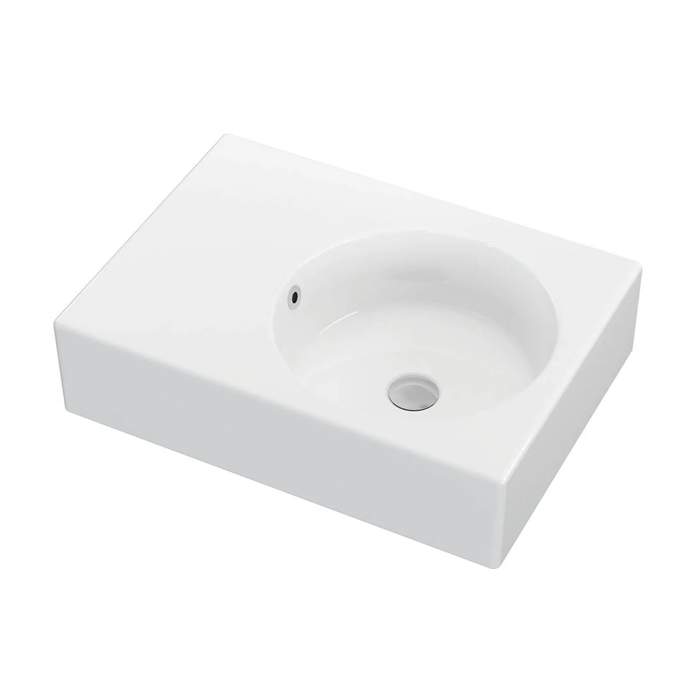 Reba Skew Wall Hung Ceramic Basin 600mm - Image 3